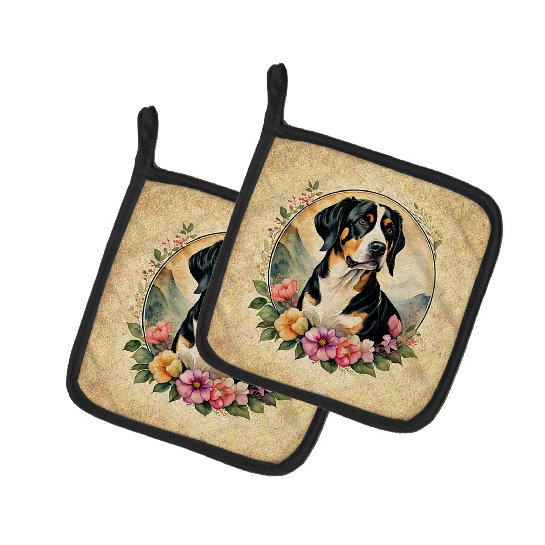 Frame of Flowers Pair of Pot Holders - Size: 7.5HX7.5W | Pack Of: 1 | Collection name: Frame of flowers