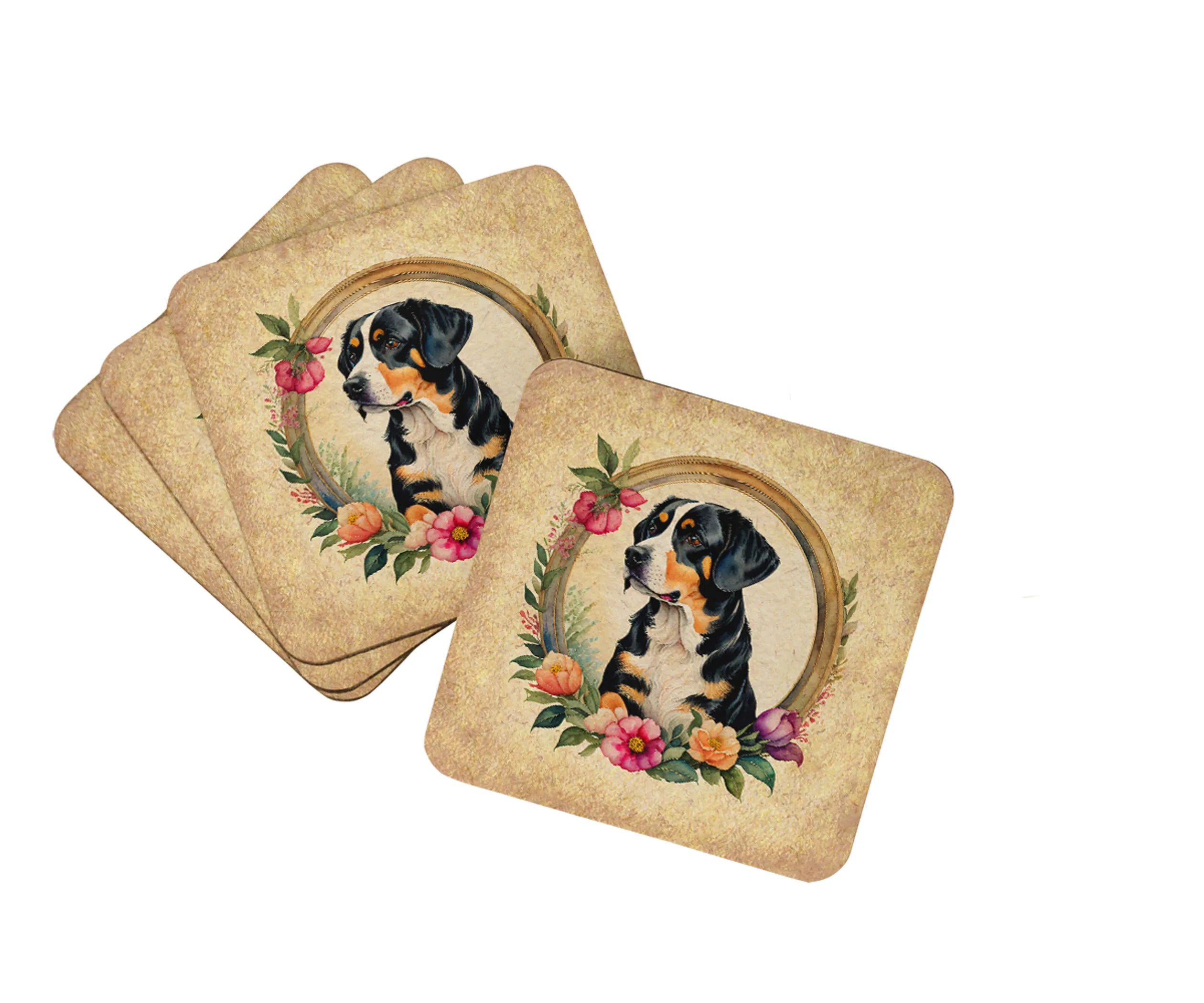 Frame of Flowers Foam Coasters - Size: 3.5 | Pack Of: 1 | Collection name: Frame of flowers