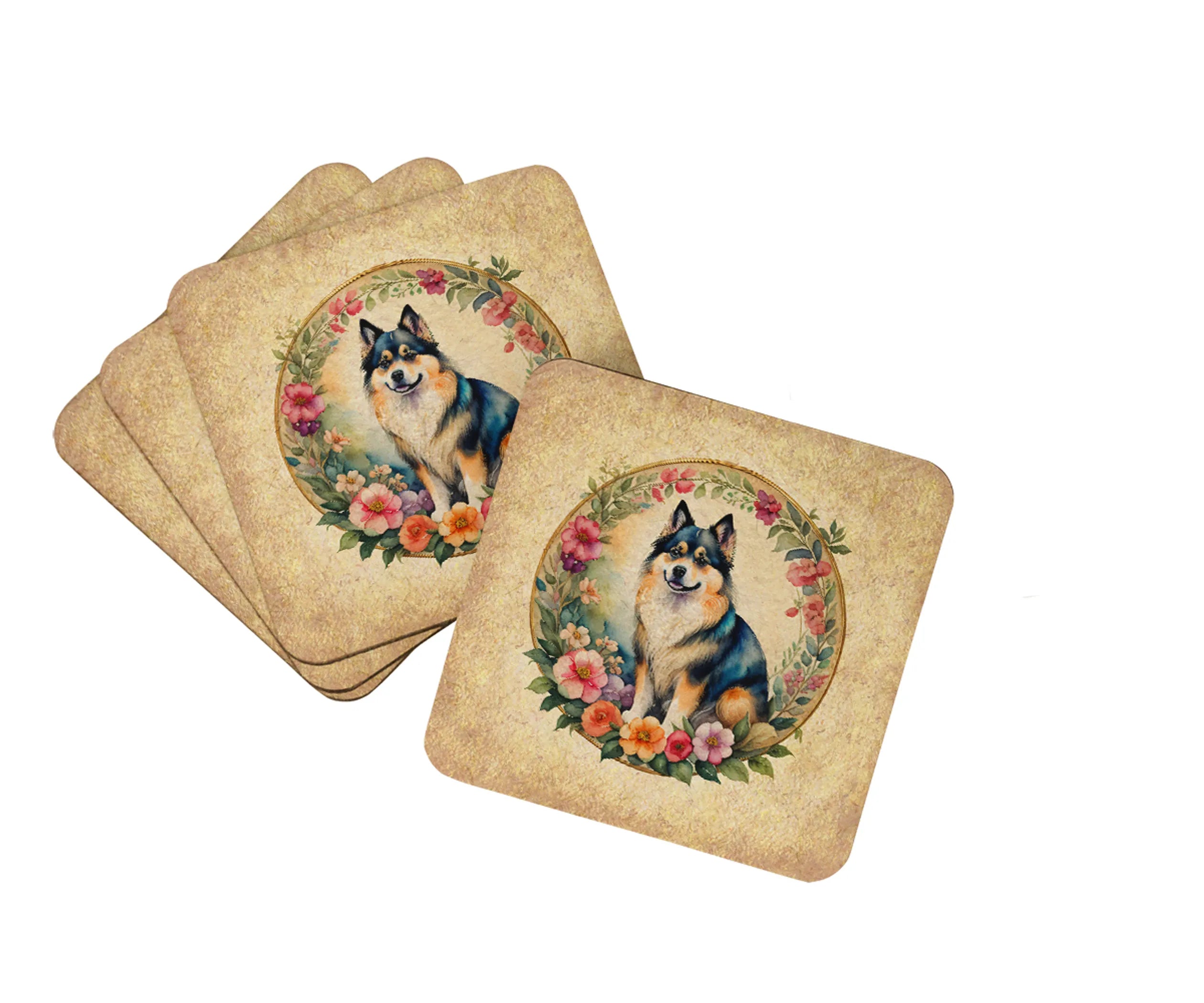 Frame of Flowers Foam Coasters - Size: 3.5 | Pack Of: 1 | Collection name: Frame of flowers