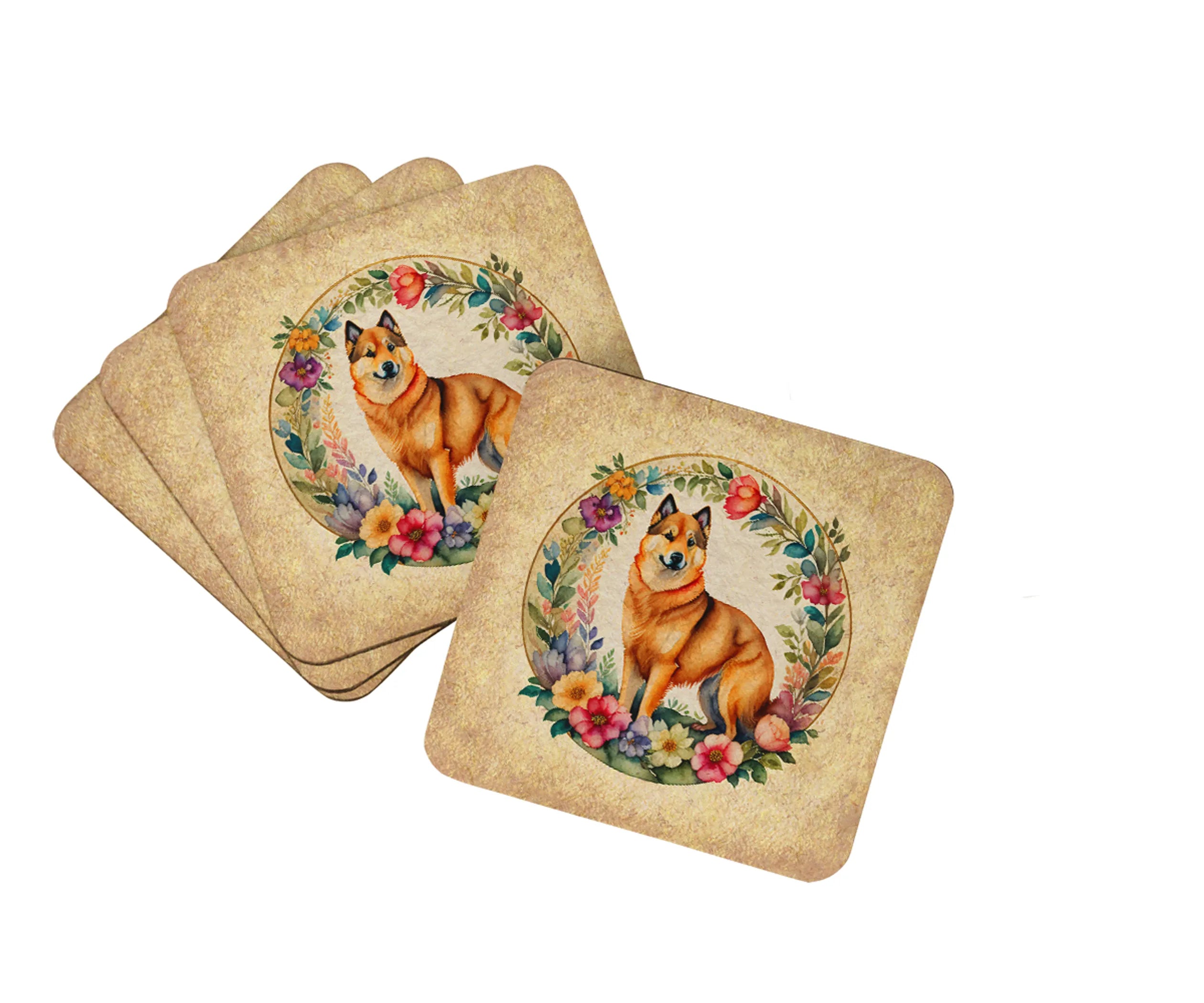 Frame of Flowers Foam Coasters - Size: 3.5 | Pack Of: 1 | Collection name: Frame of flowers