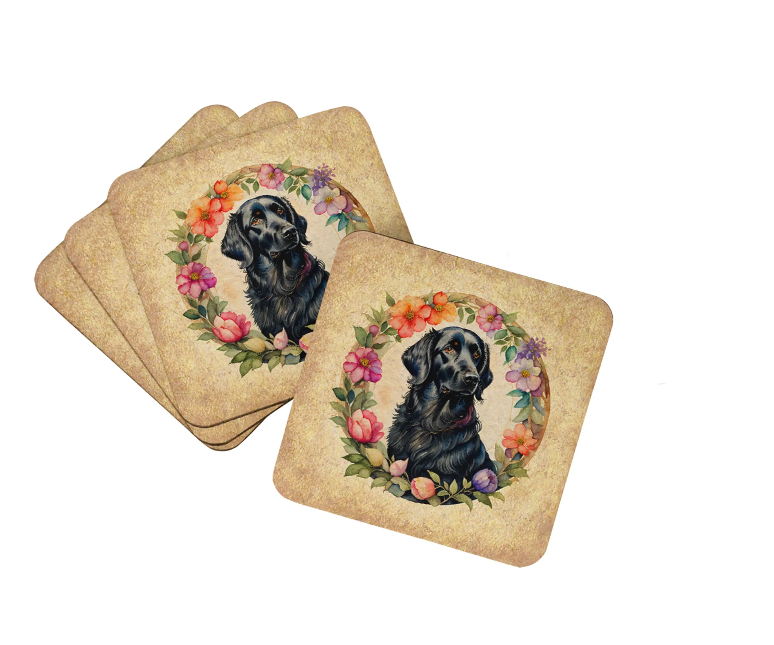 Frame of Flowers Foam Coasters - Size: 3.5 | Pack Of: 1 | Collection name: Frame of flowers