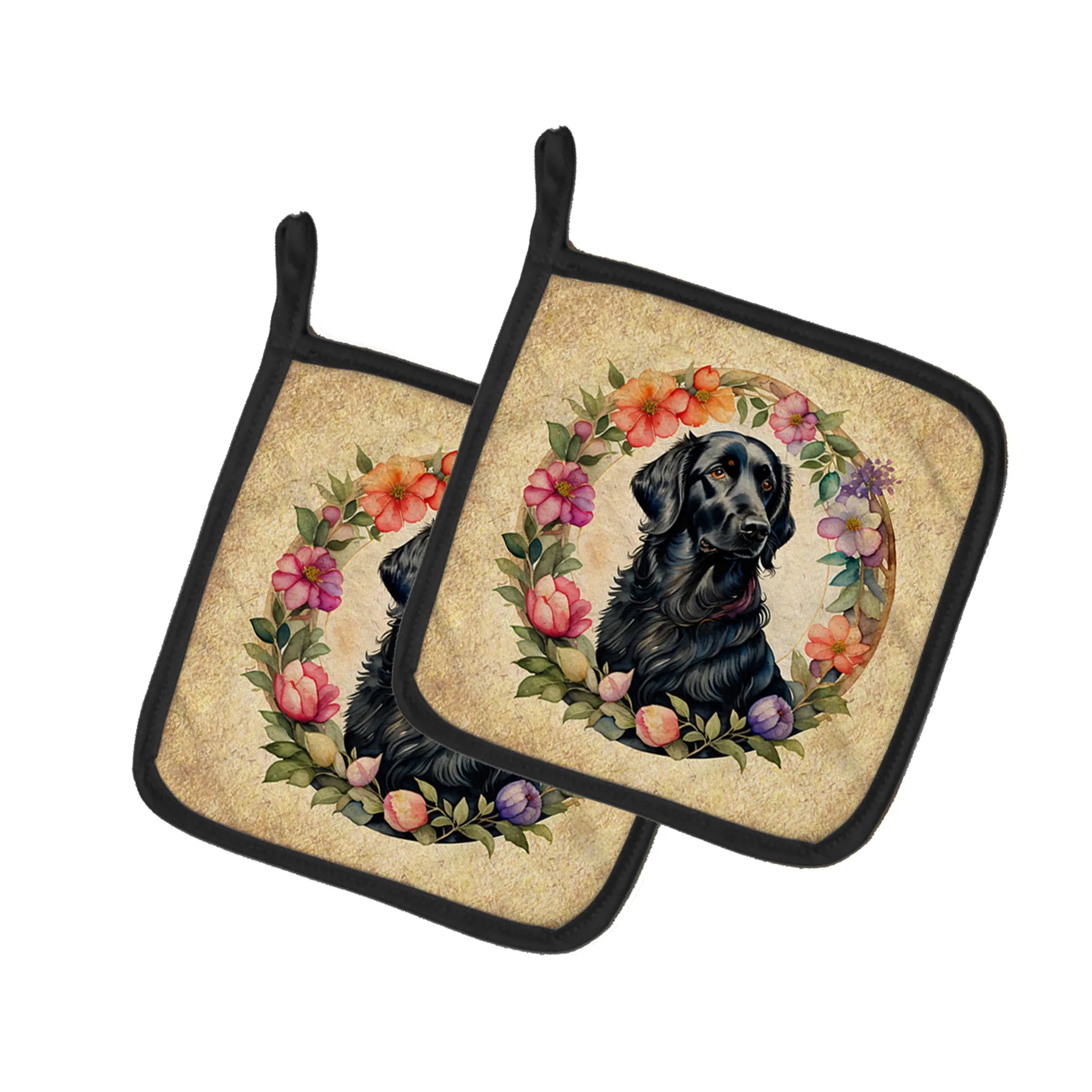 Frame of Flowers Pair of Pot Holders - Size: 7.5HX7.5W | Pack Of: 1 | Collection name: Frame of flowers