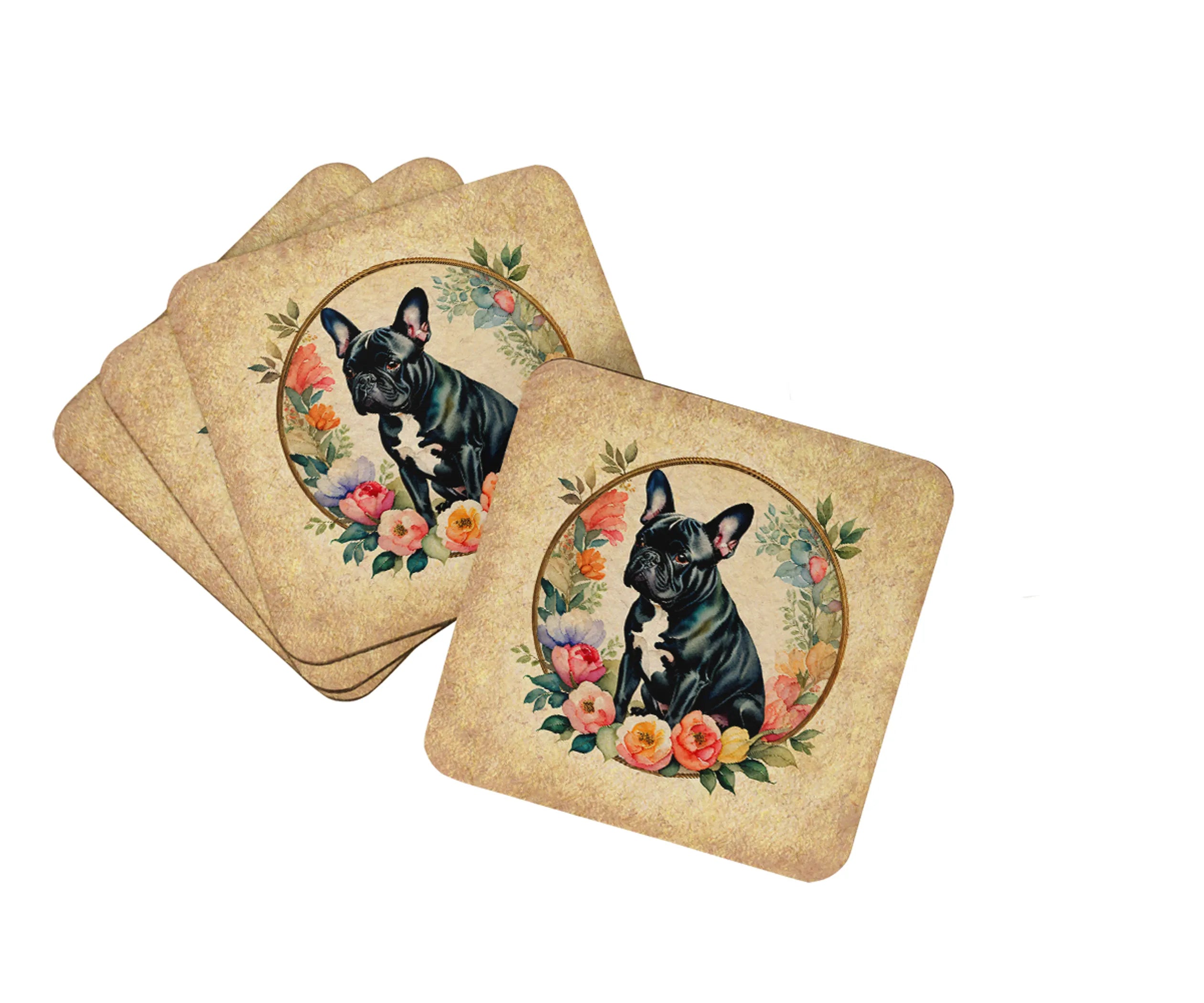 Frame of Flowers Foam Coasters - Size: 3.5 | Pack Of: 1 | Collection name: Frame of flowers