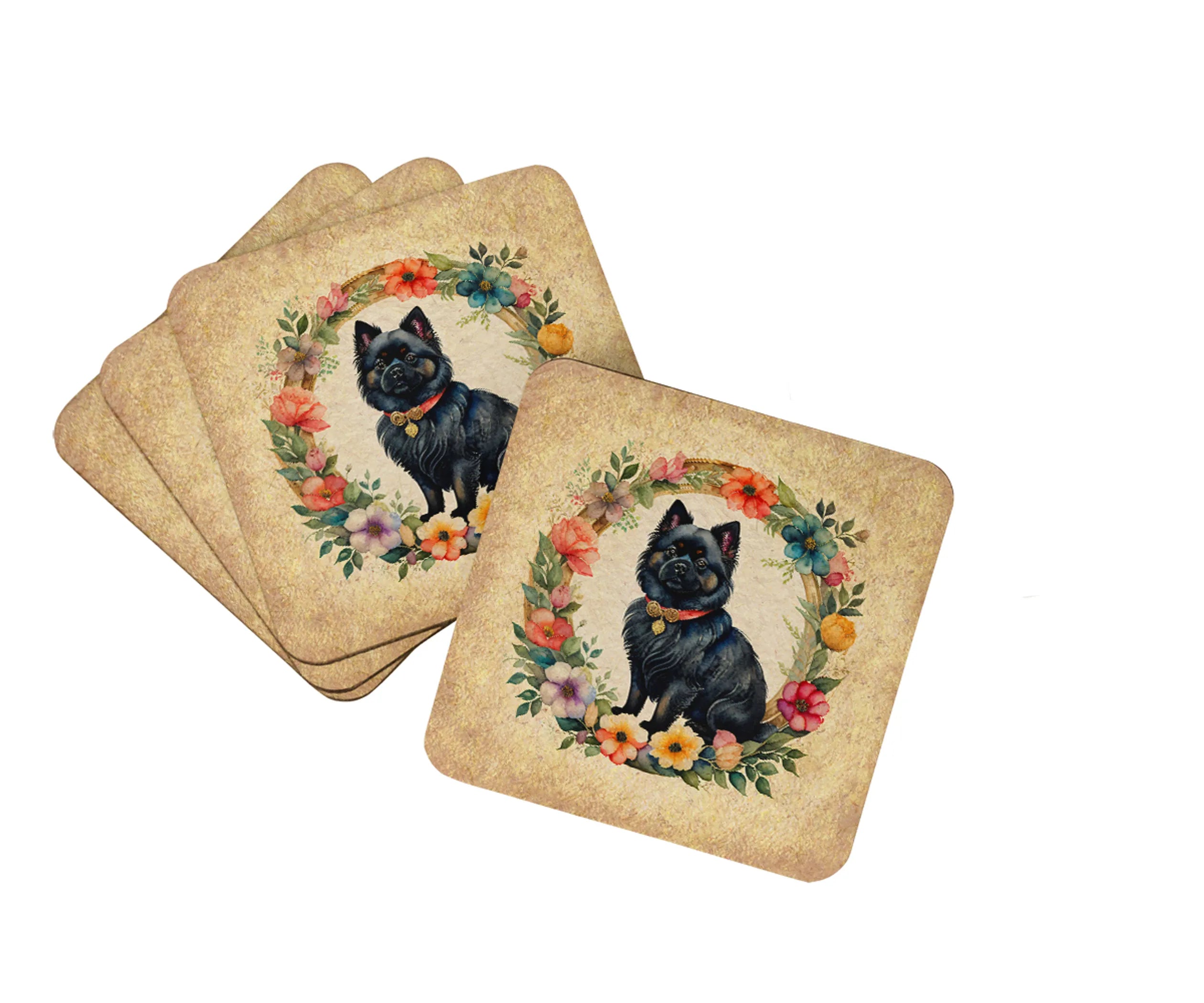 Frame of Flowers Foam Coasters - Size: 3.5 | Pack Of: 1 | Collection name: Frame of flowers