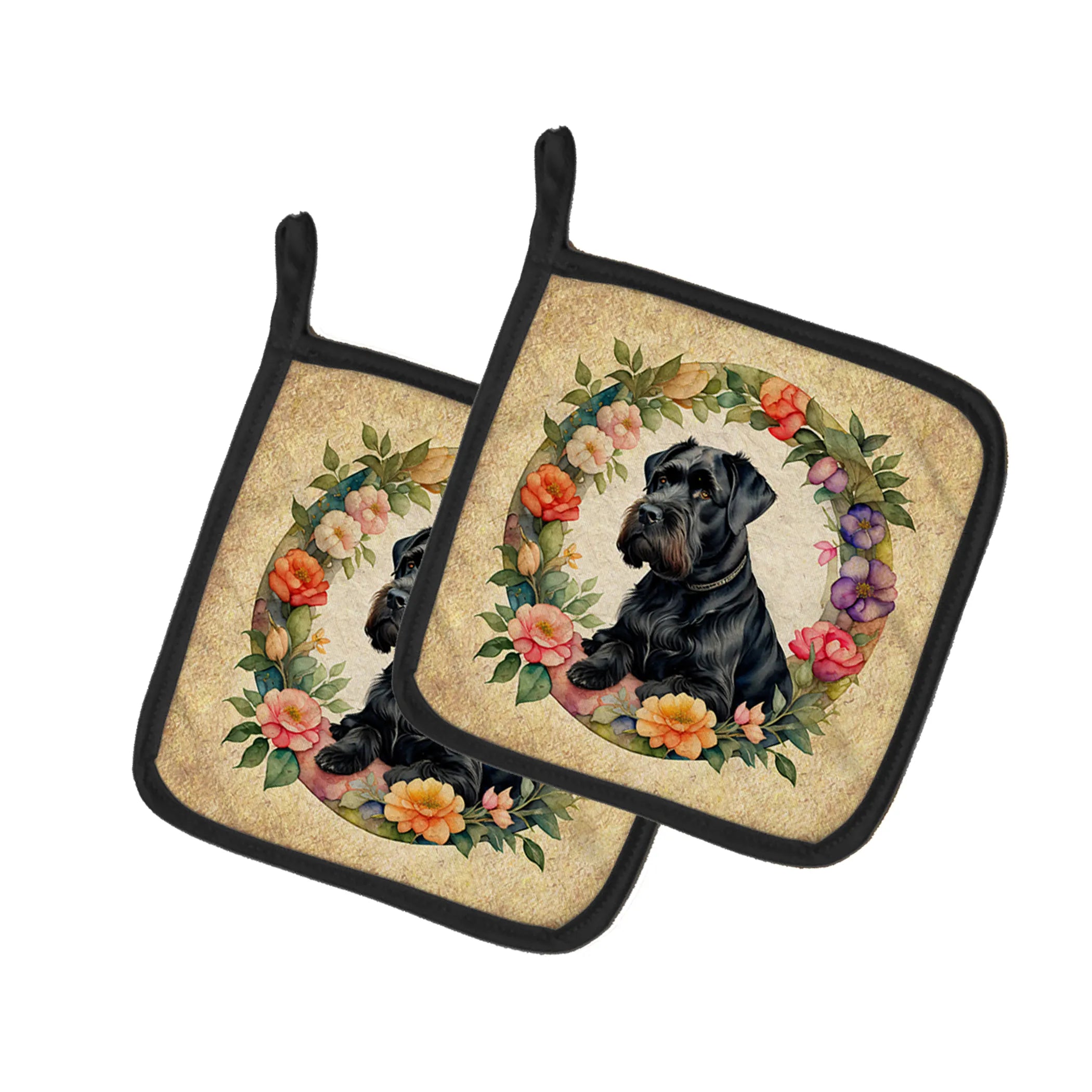 Frame of Flowers Pair of Pot Holders - Size: 7.5HX7.5W | Pack Of: 1 | Collection name: Frame of flowers