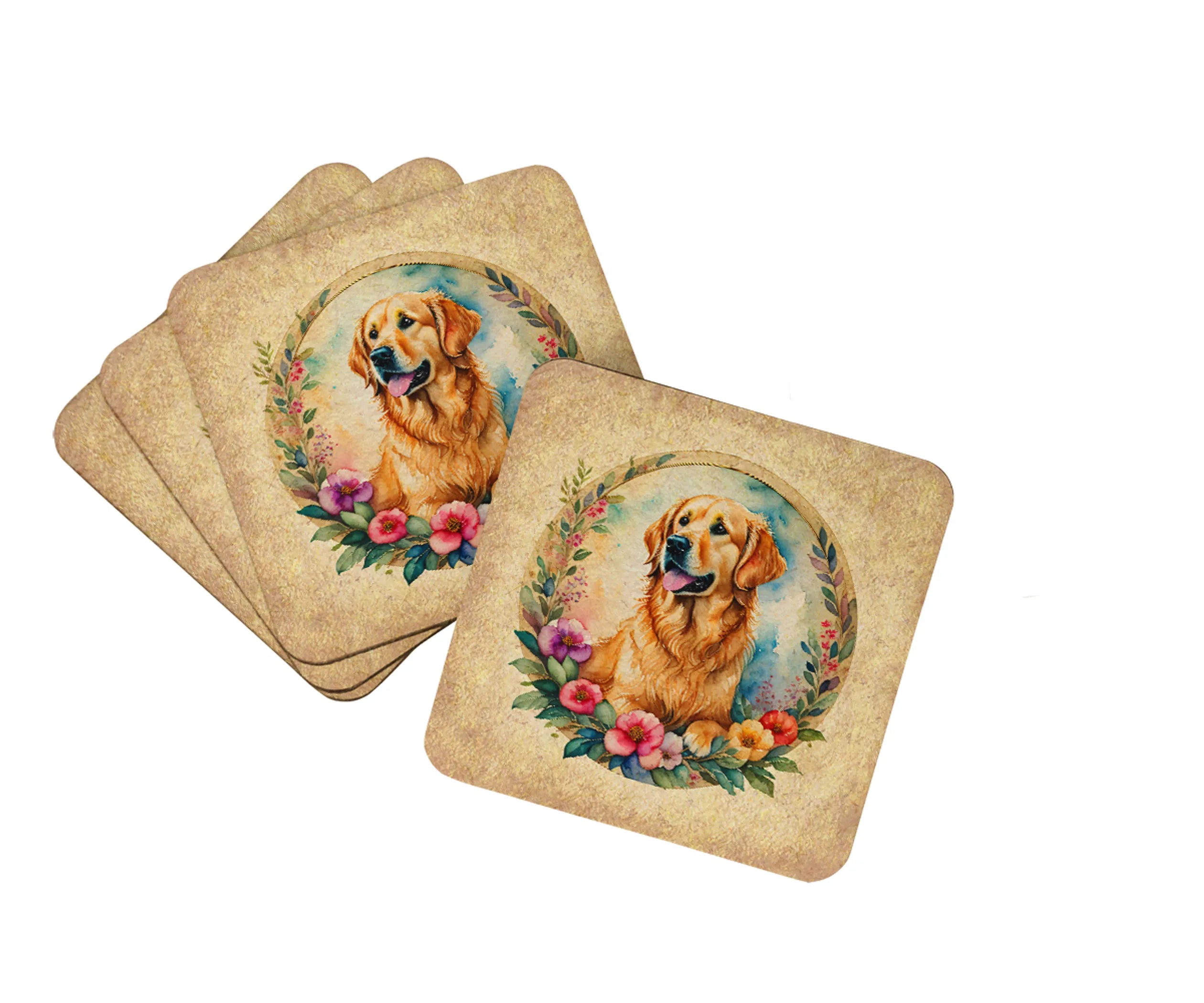 Frame of Flowers Foam Coasters - Size: 3.5 | Pack Of: 1 | Collection name: Frame of flowers