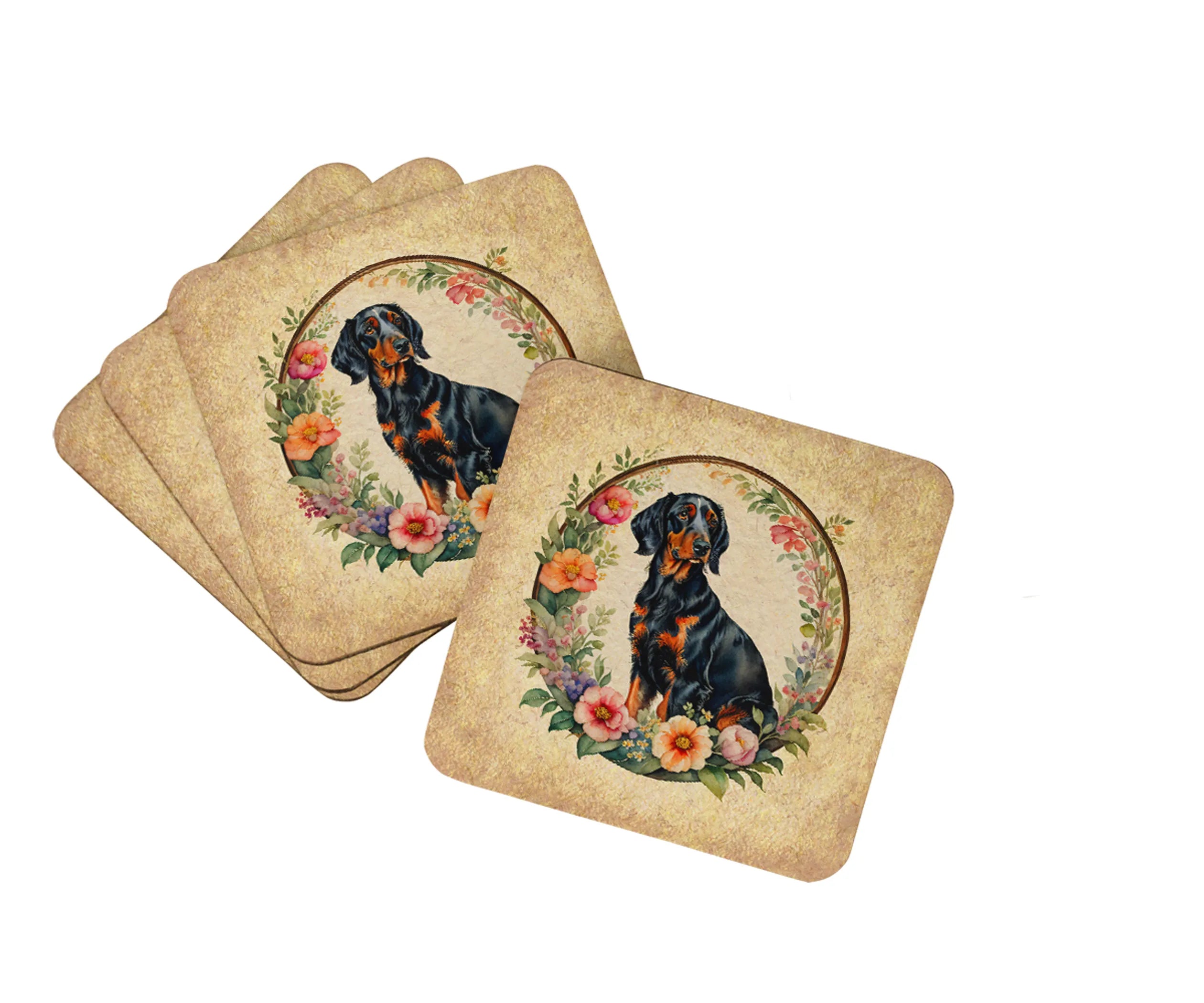 Frame of Flowers Foam Coasters - Size: 3.5 | Pack Of: 1 | Collection name: Frame of flowers