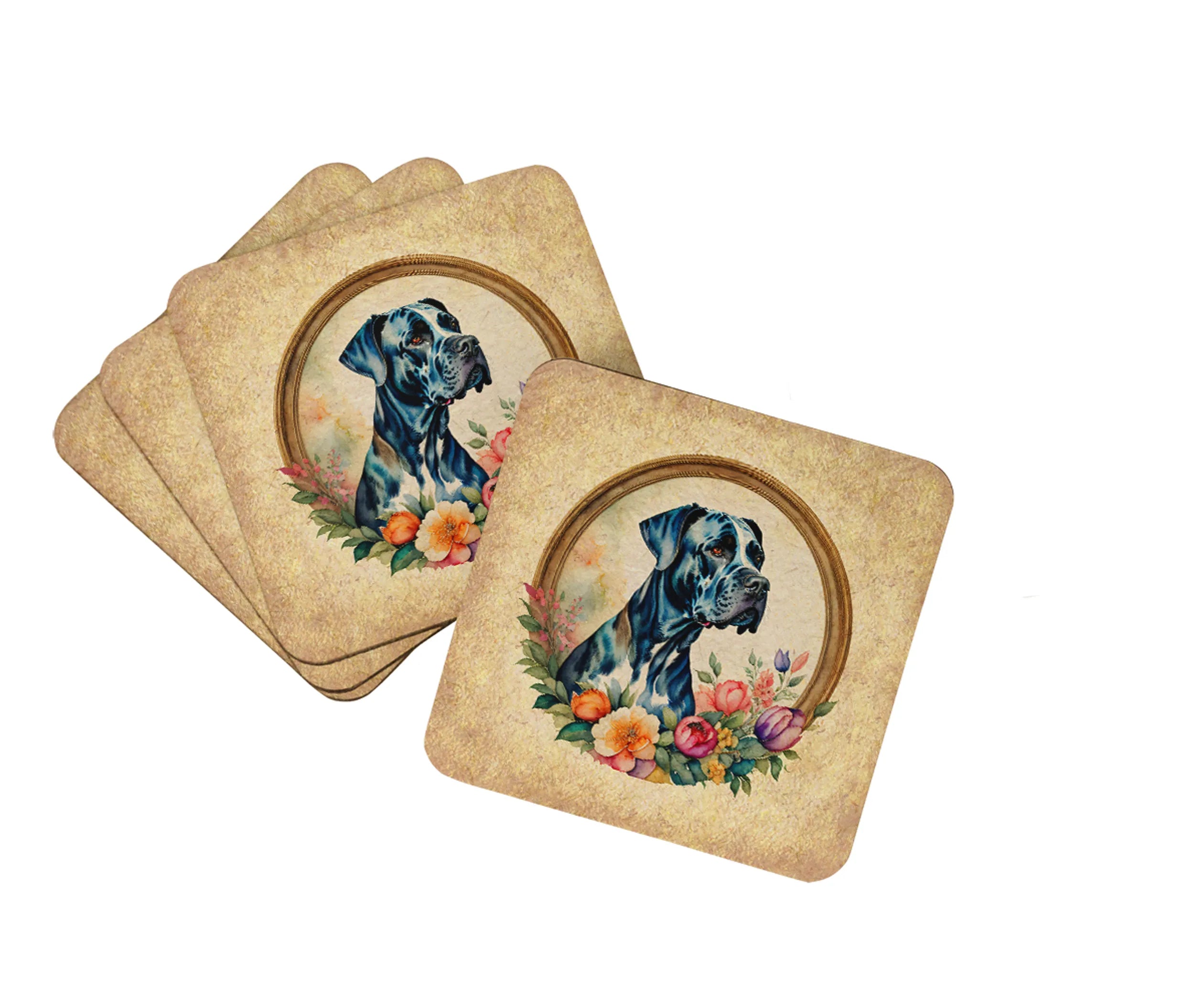 Frame of Flowers Foam Coasters - Size: 3.5 | Pack Of: 1 | Collection name: Frame of flowers