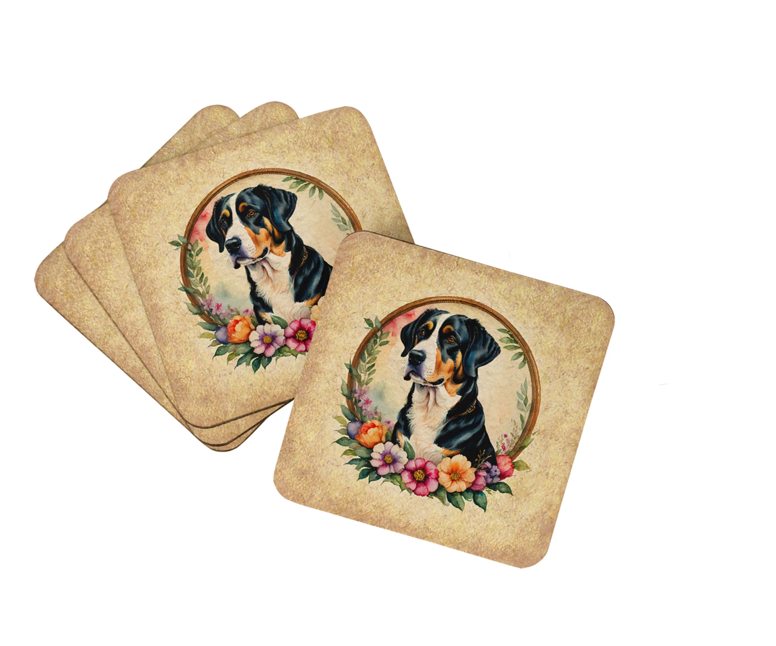 Frame of Flowers Foam Coasters - Size: 3.5 | Pack Of: 1 | Collection name: Frame of flowers
