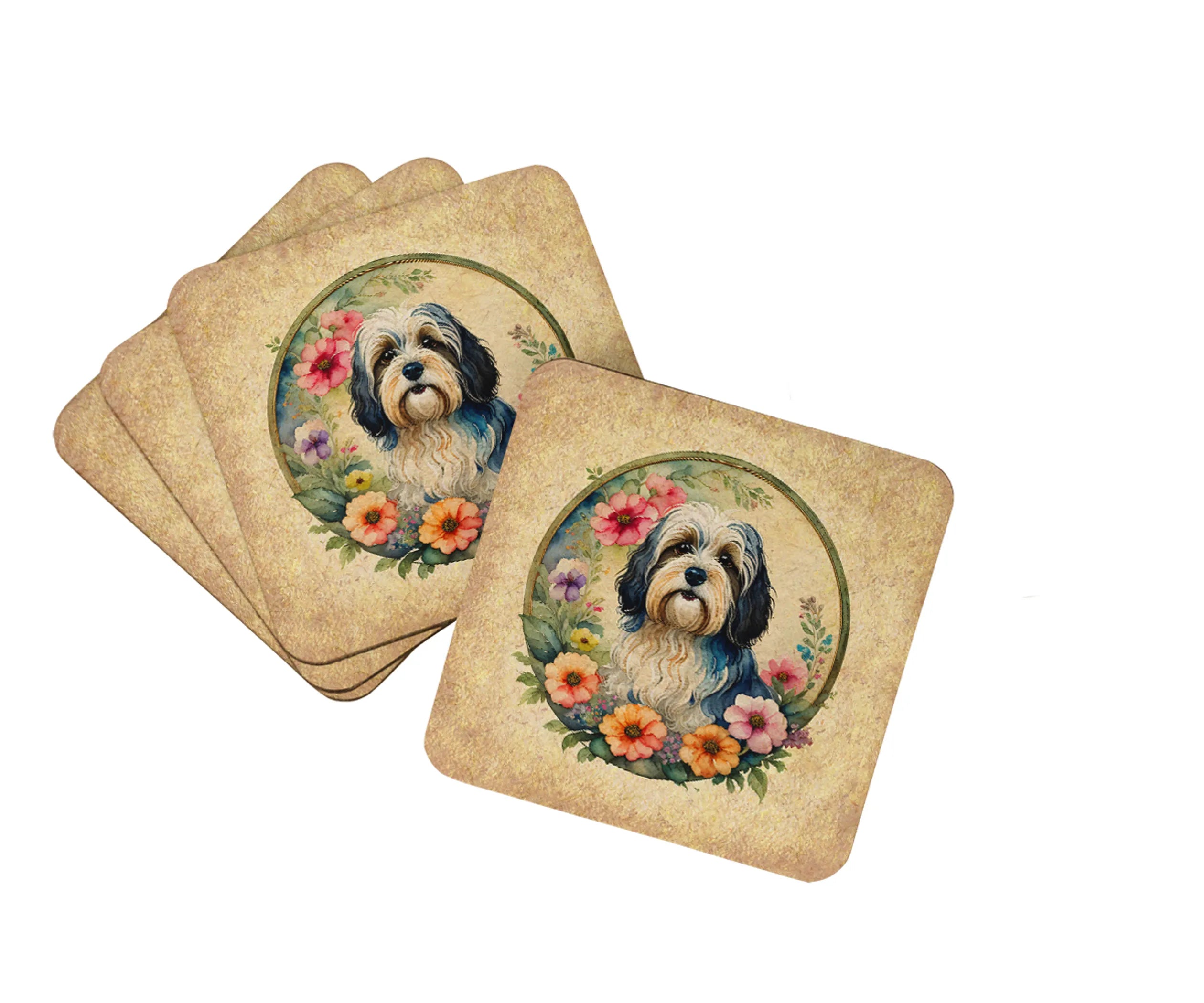Frame of Flowers Foam Coasters - Size: 3.5 | Pack Of: 1 | Collection name: Frame of flowers