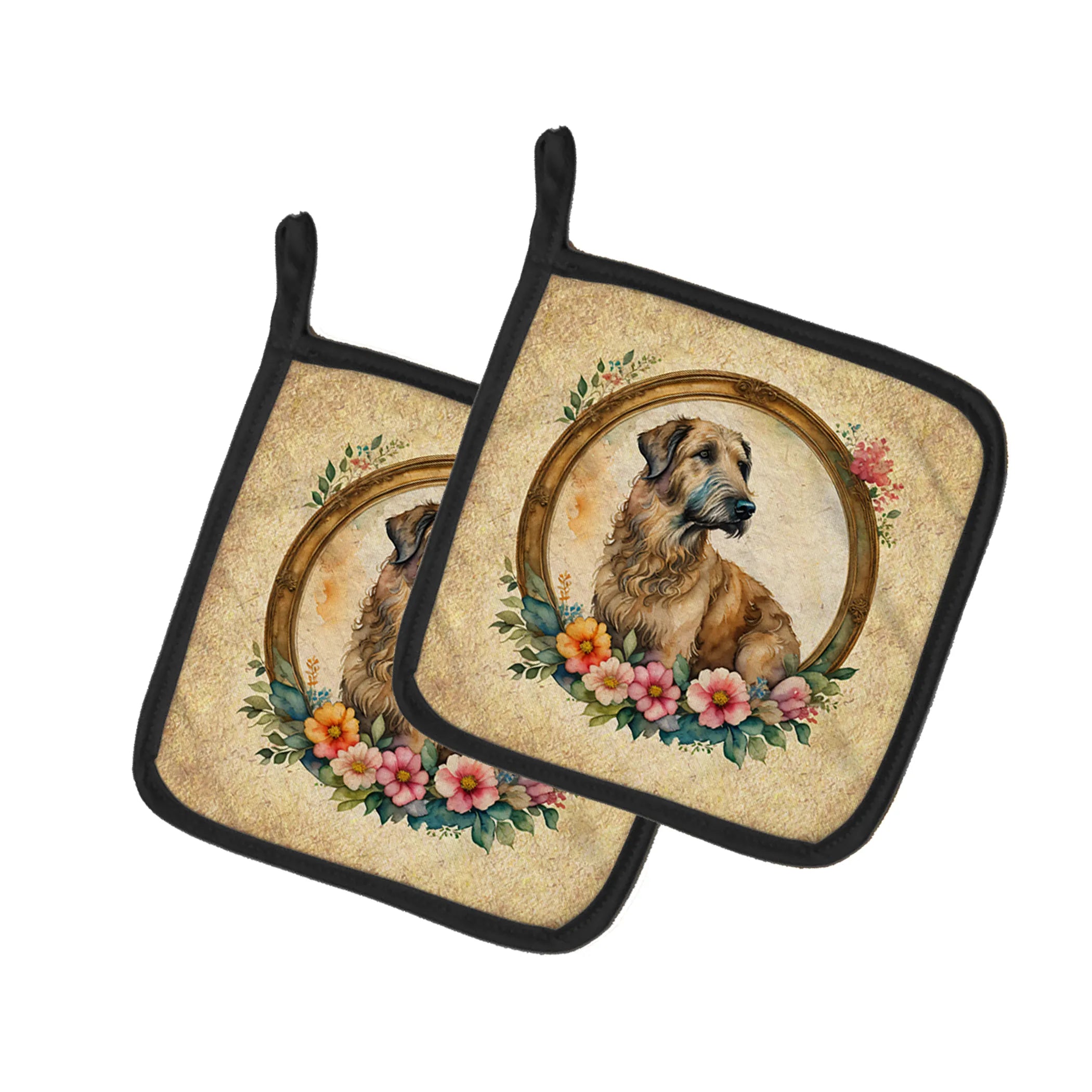 Frame of Flowers Pair of Pot Holders - Size: 7.5HX7.5W | Pack Of: 1 | Collection name: Frame of flowers