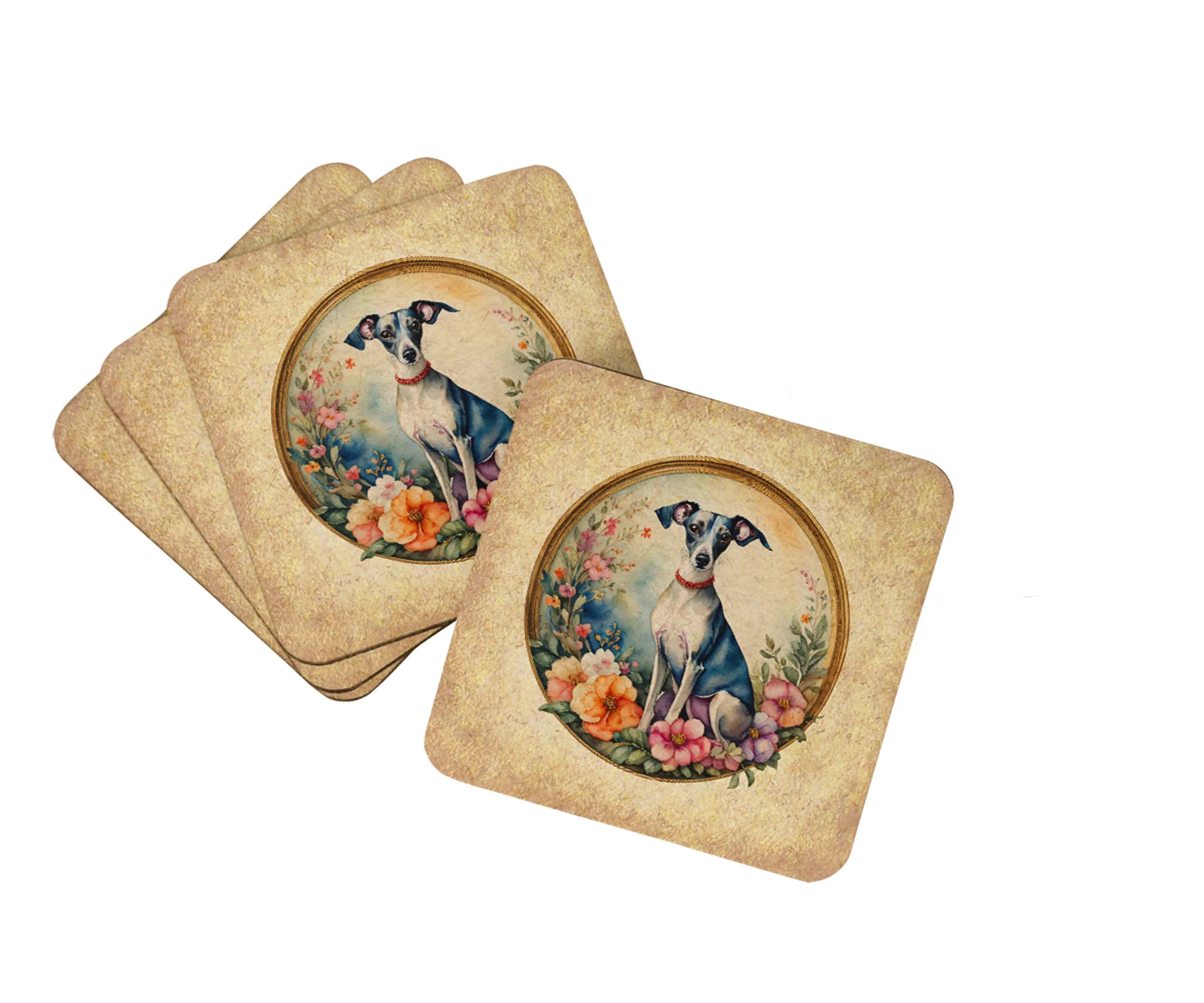 Frame of Flowers Foam Coasters - Size: 3.5 | Pack Of: 1 | Collection name: Frame of flowers
