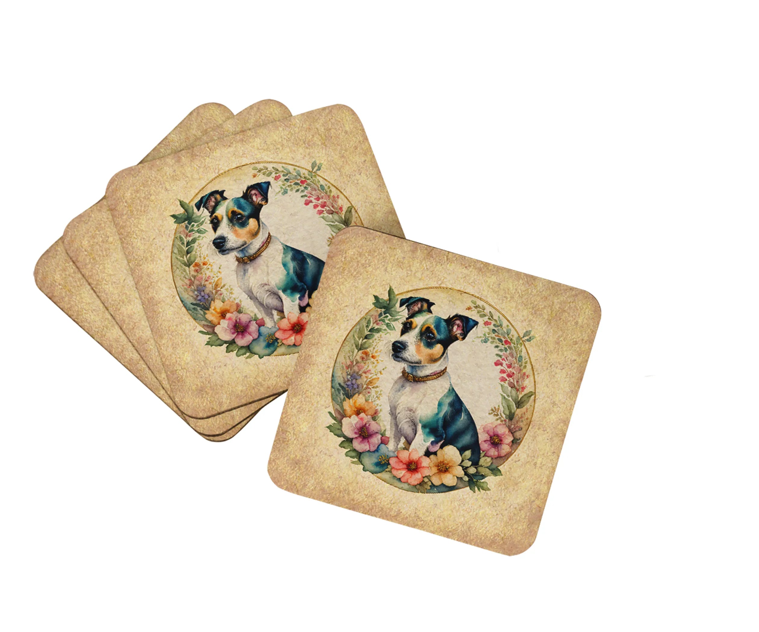 Frame of Flowers Foam Coasters - Size: 3.5 | Pack Of: 1 | Collection name: Frame of flowers