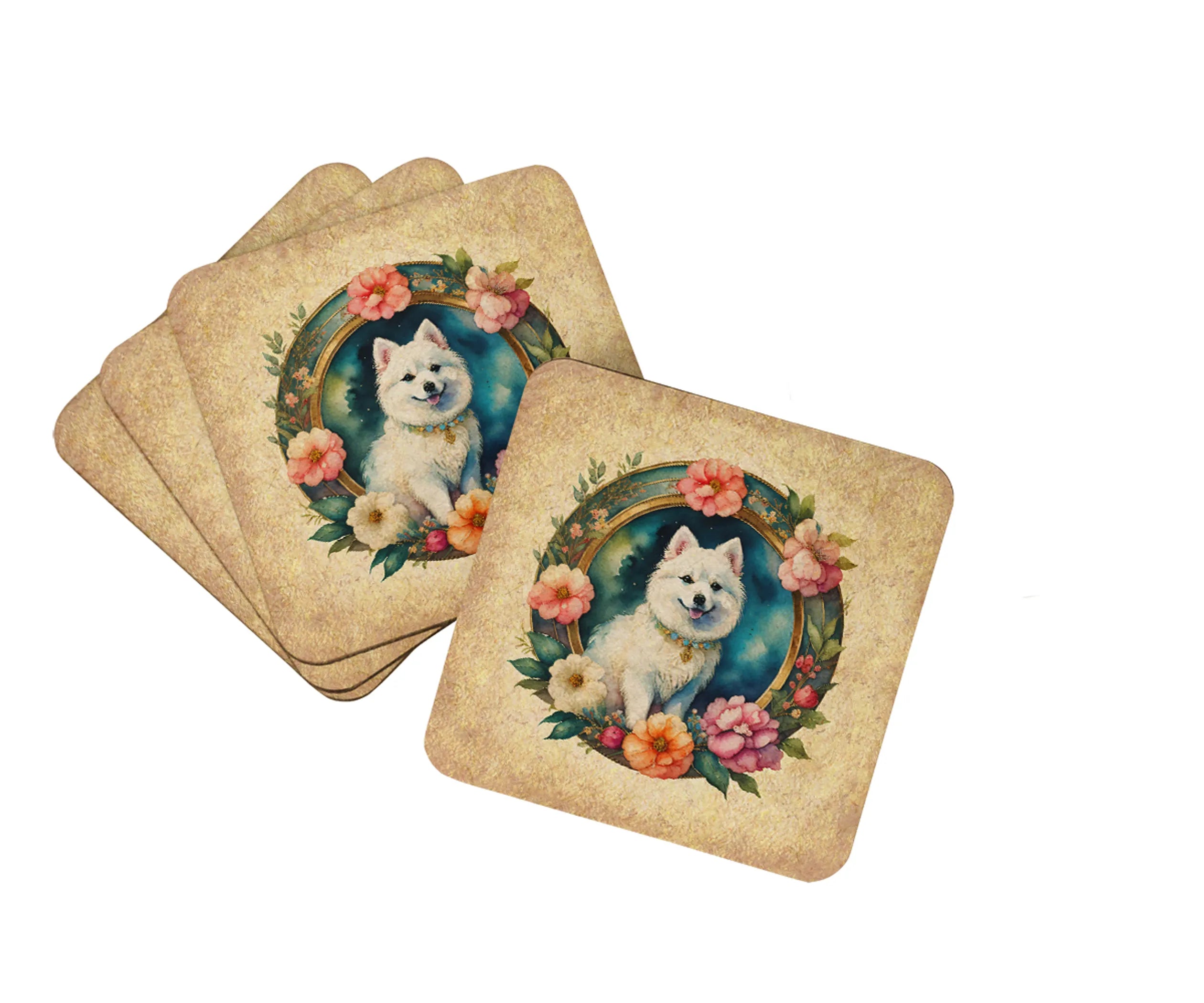 Frame of Flowers Foam Coasters - Size: 3.5 | Pack Of: 1 | Collection name: Frame of flowers