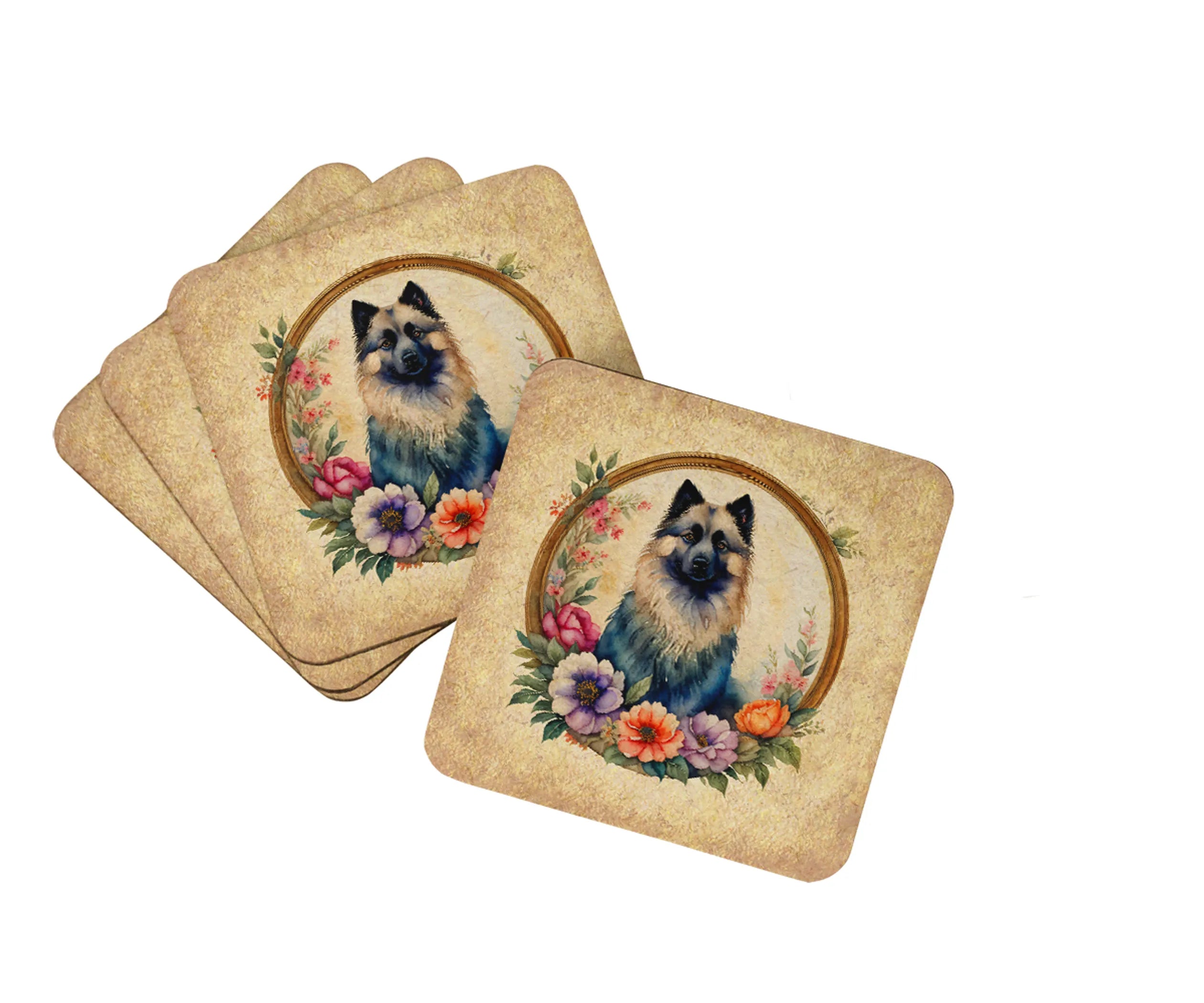 Frame of Flowers Foam Coasters - Size: 3.5 | Pack Of: 1 | Collection name: Frame of flowers
