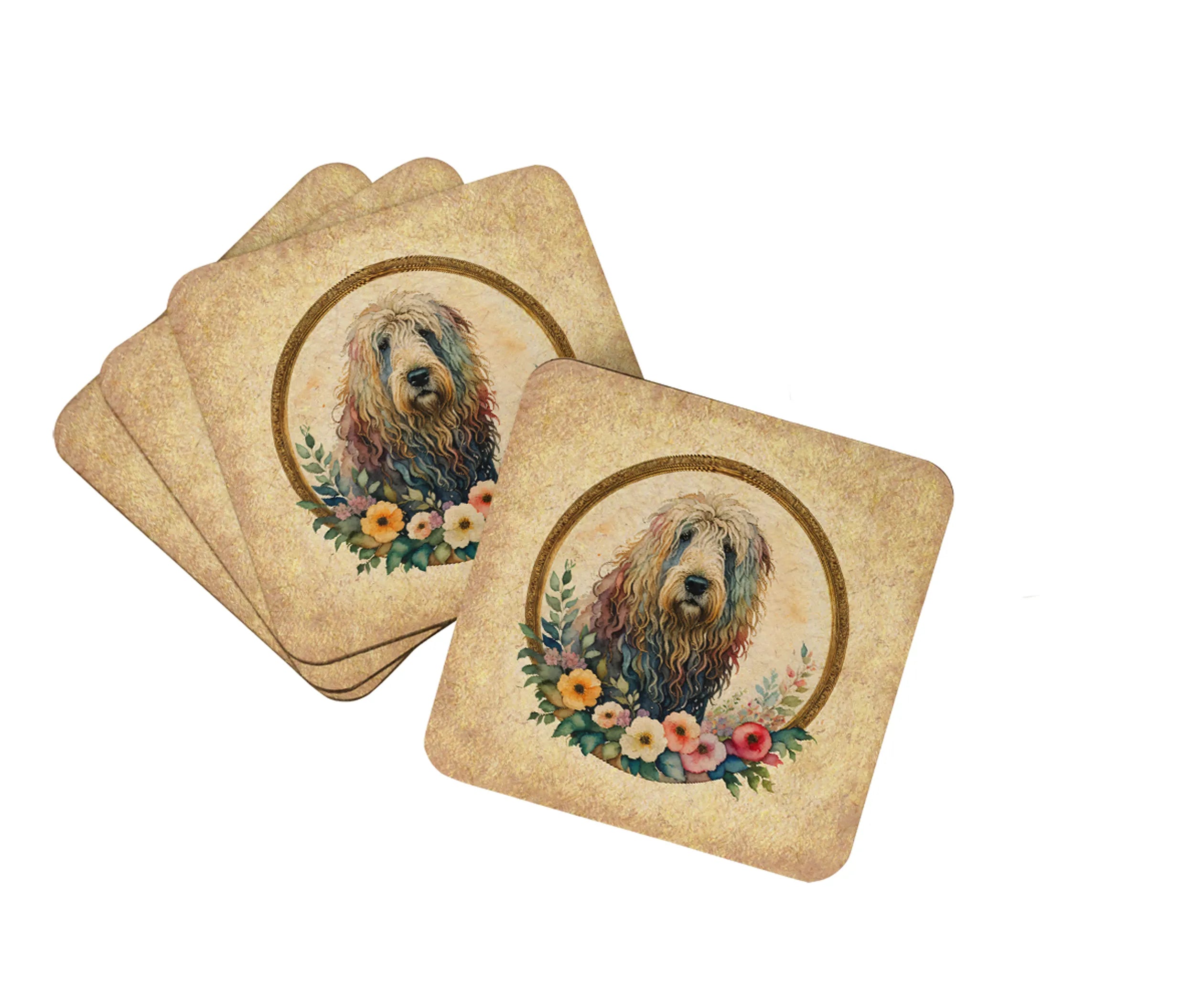 Frame of Flowers Foam Coasters - Size: 3.5 | Pack Of: 1 | Collection name: Frame of flowers