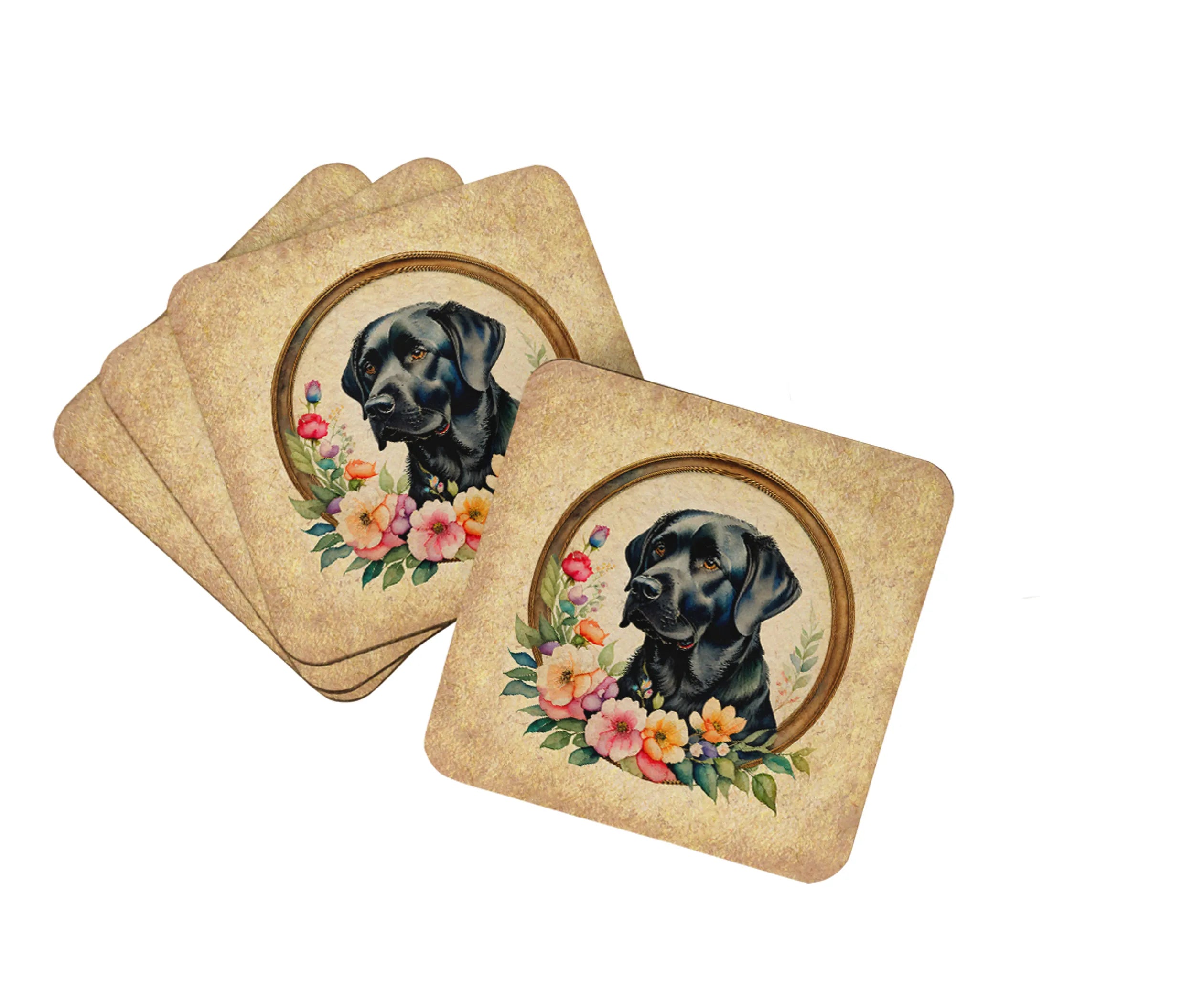Frame of Flowers Foam Coasters - Size: 3.5 | Pack Of: 1 | Collection name: Frame of flowers