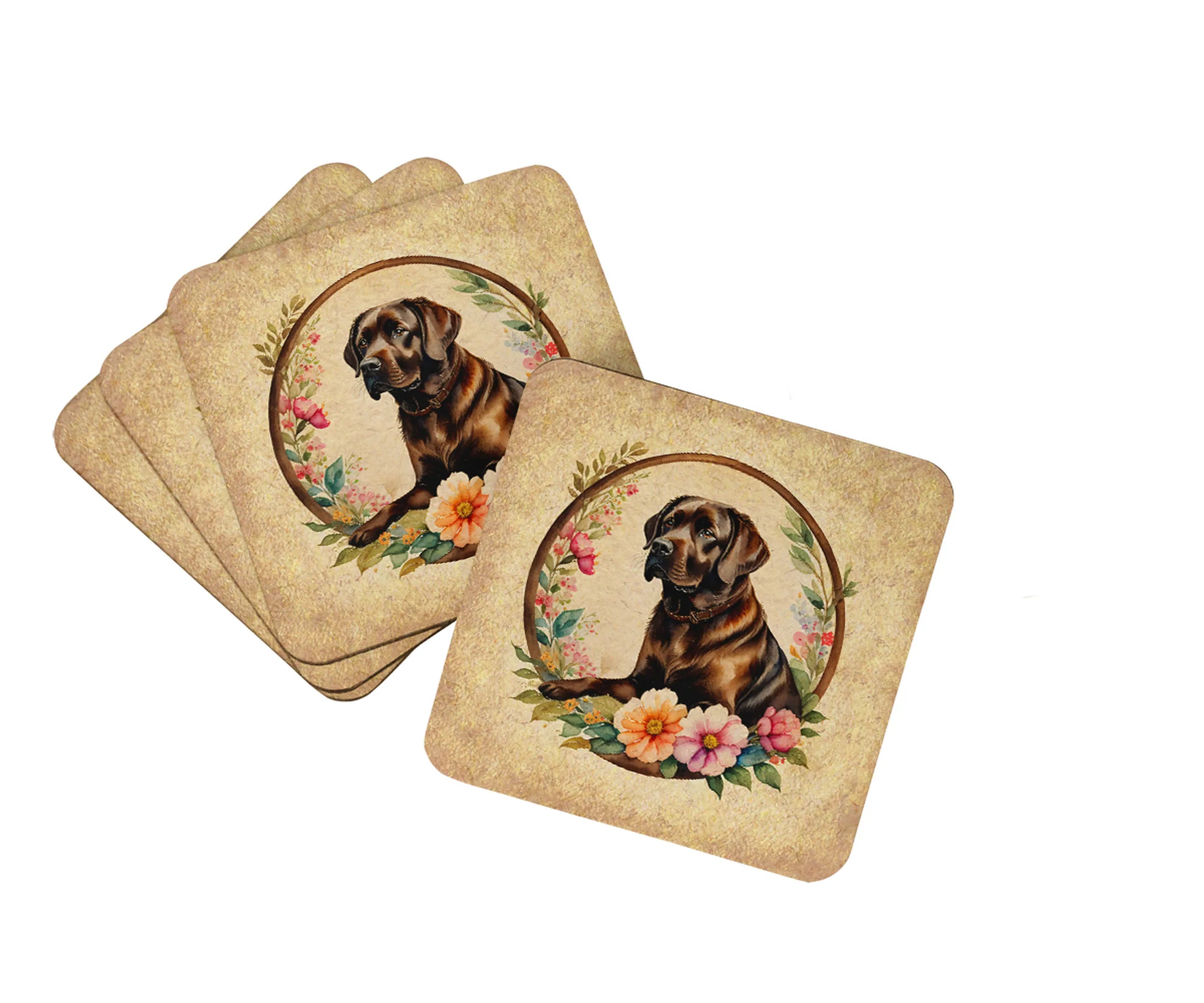 Frame of Flowers Foam Coasters - Size: 3.5 | Pack Of: 1 | Collection name: Frame of flowers