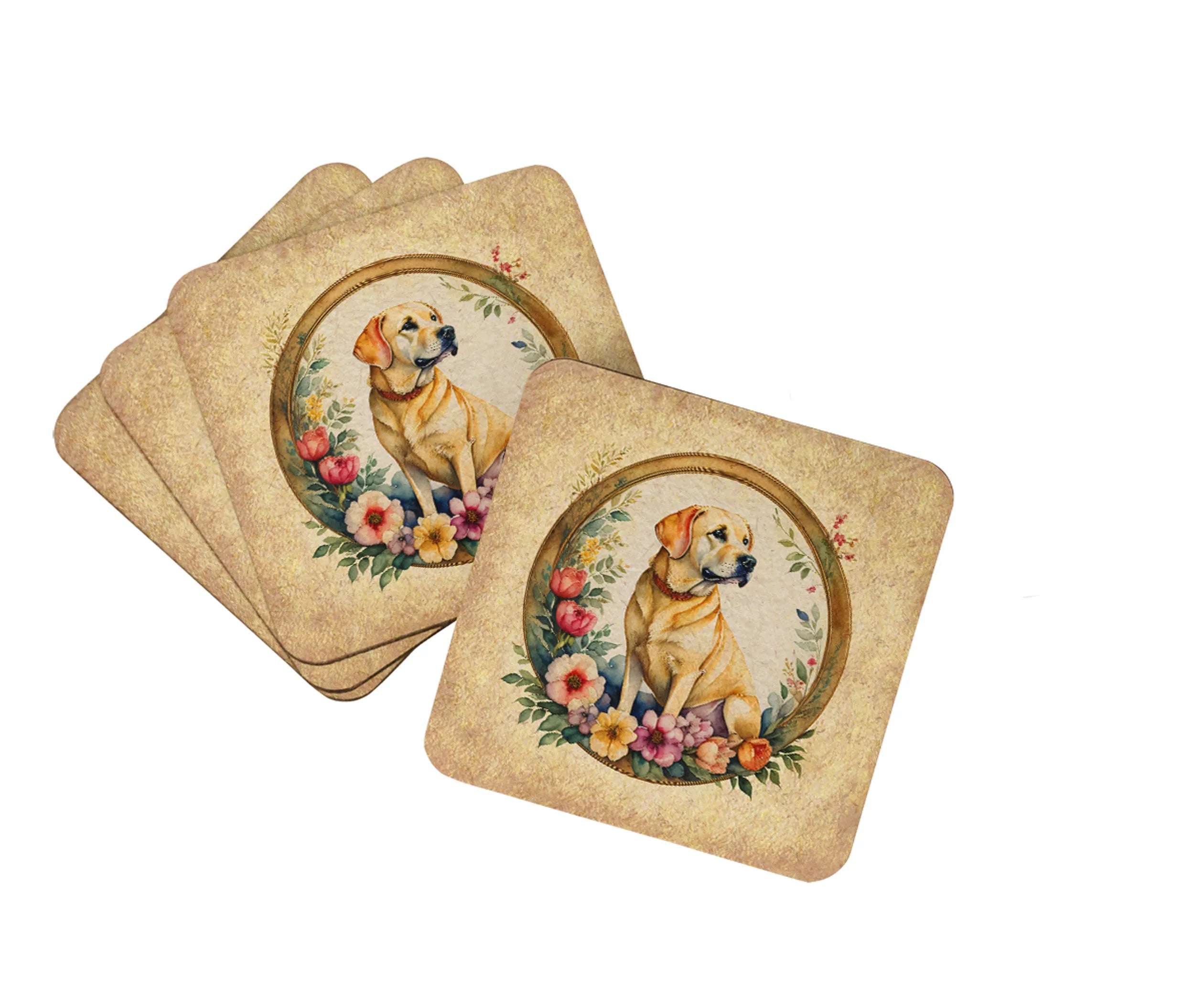Frame of Flowers Foam Coasters - Size: 3.5 | Pack Of: 1 | Collection name: Frame of flowers