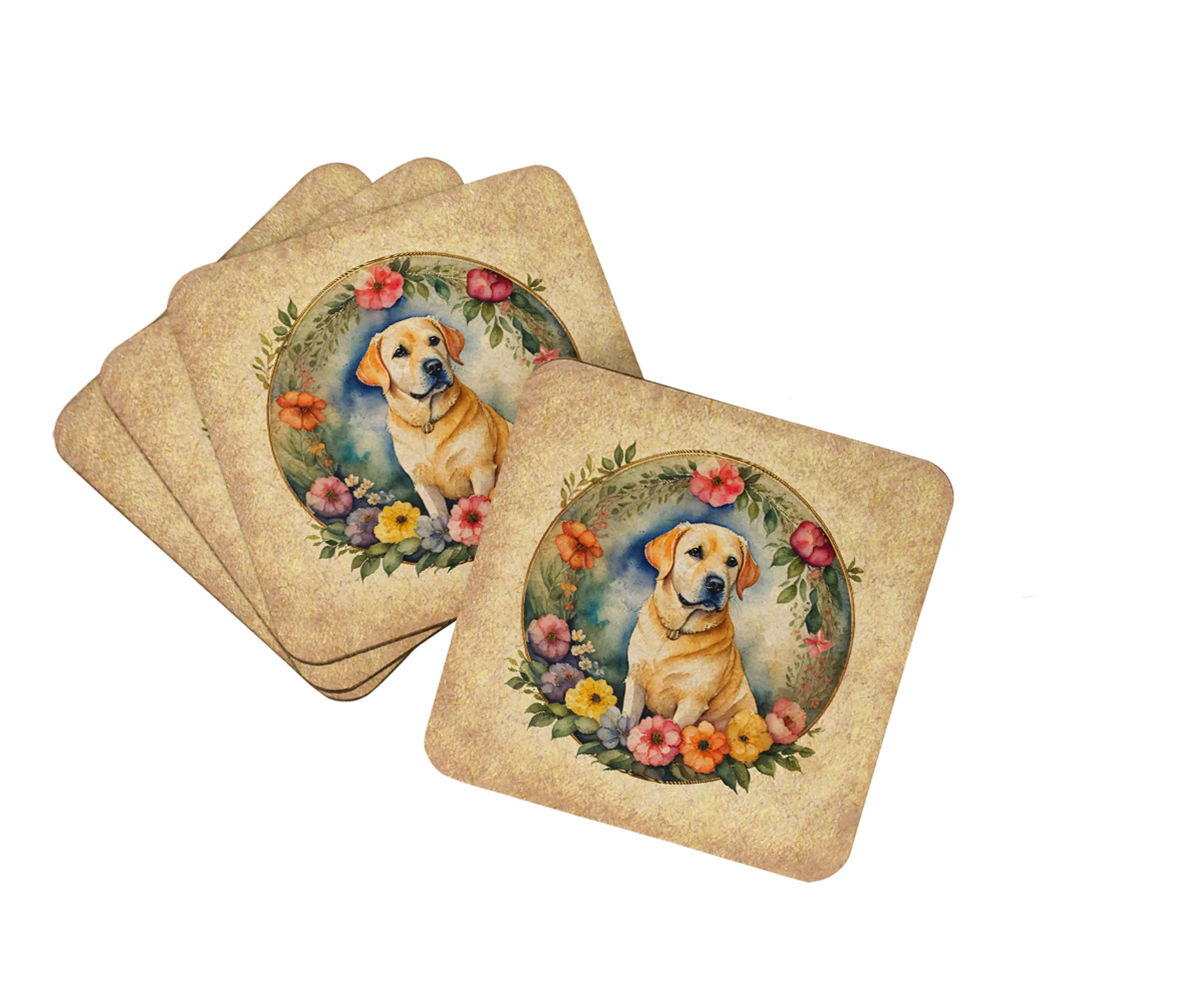 Frame of Flowers Foam Coasters - Size: 3.5 | Pack Of: 1 | Collection name: Frame of flowers