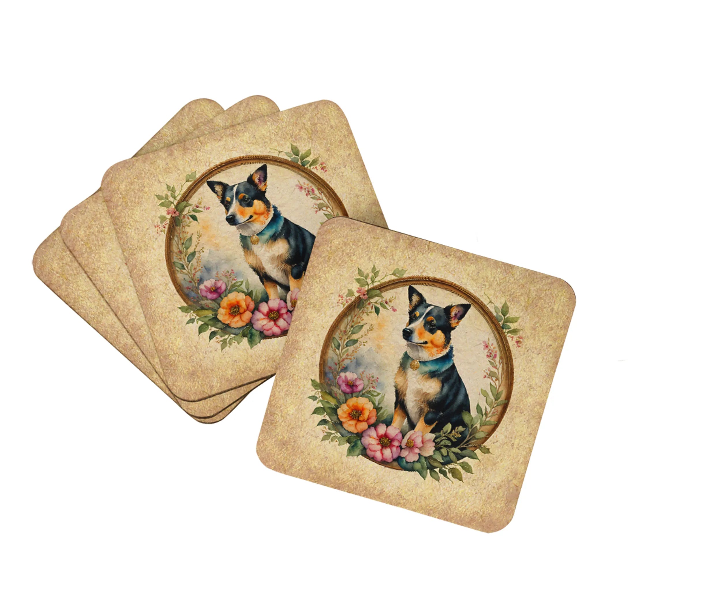 Frame of Flowers Foam Coasters - Size: 3.5 | Pack Of: 1 | Collection name: Frame of flowers