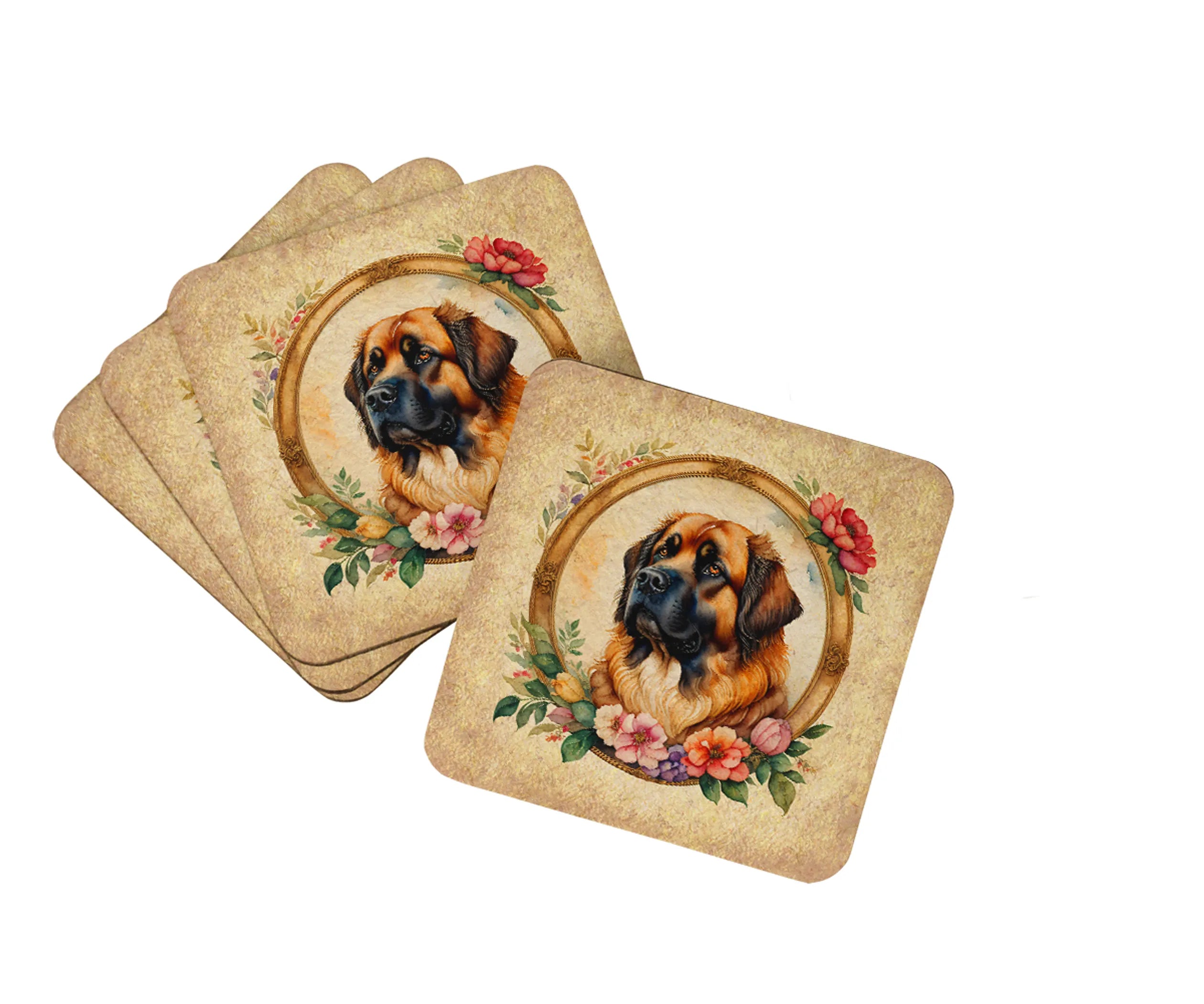 Frame of Flowers Foam Coasters - Size: 3.5 | Pack Of: 1 | Collection name: Frame of flowers