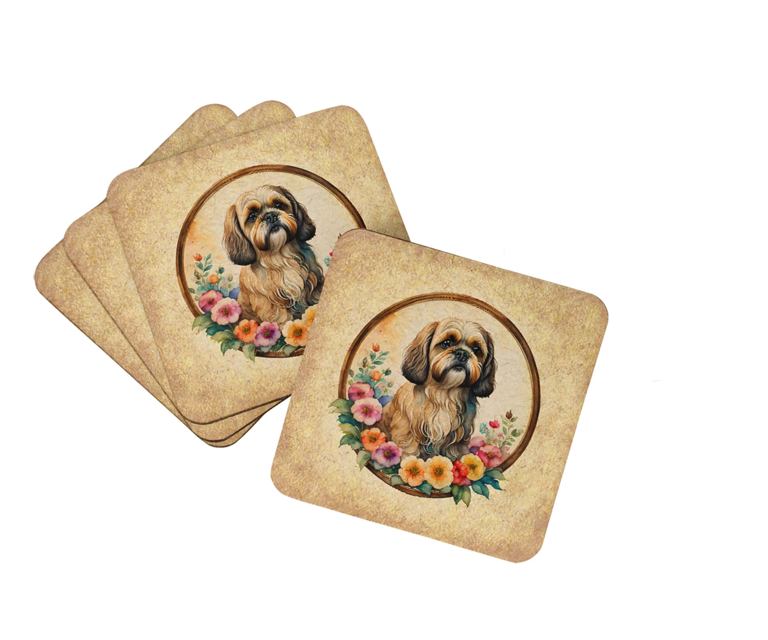 Frame of Flowers Foam Coasters - Size: 3.5 | Pack Of: 1 | Collection name: Frame of flowers