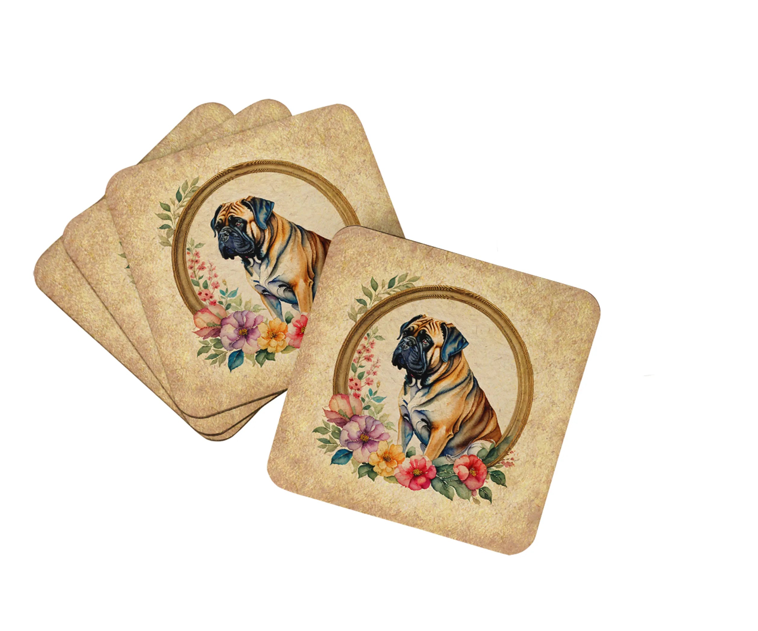 Frame of Flowers Foam Coasters - Size: 3.5 | Pack Of: 1 | Collection name: Frame of flowers