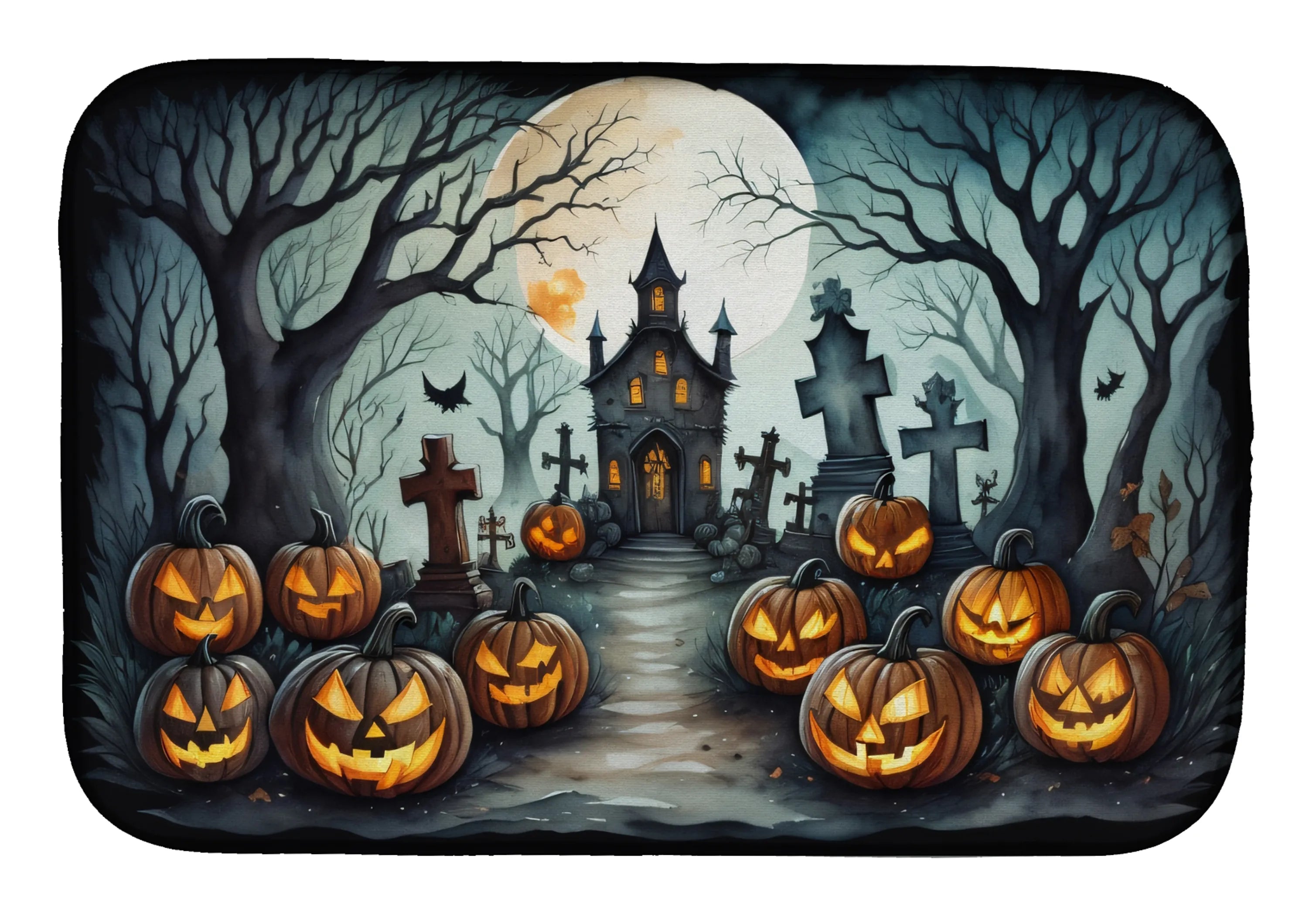 More Spooky Halloween Dish Drying Mat - Size: 14  X 21" | Pack Of: 1 | Collection name: More spooky halloween