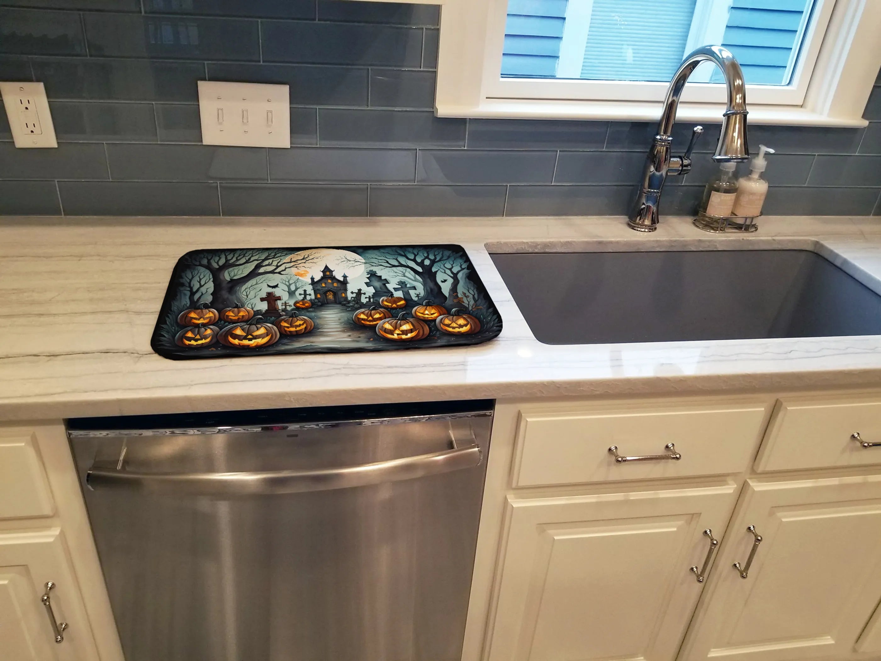 More Spooky Halloween Dish Drying Mat - Size: 14  X 21" | Pack Of: 1 | Collection name: More spooky halloween