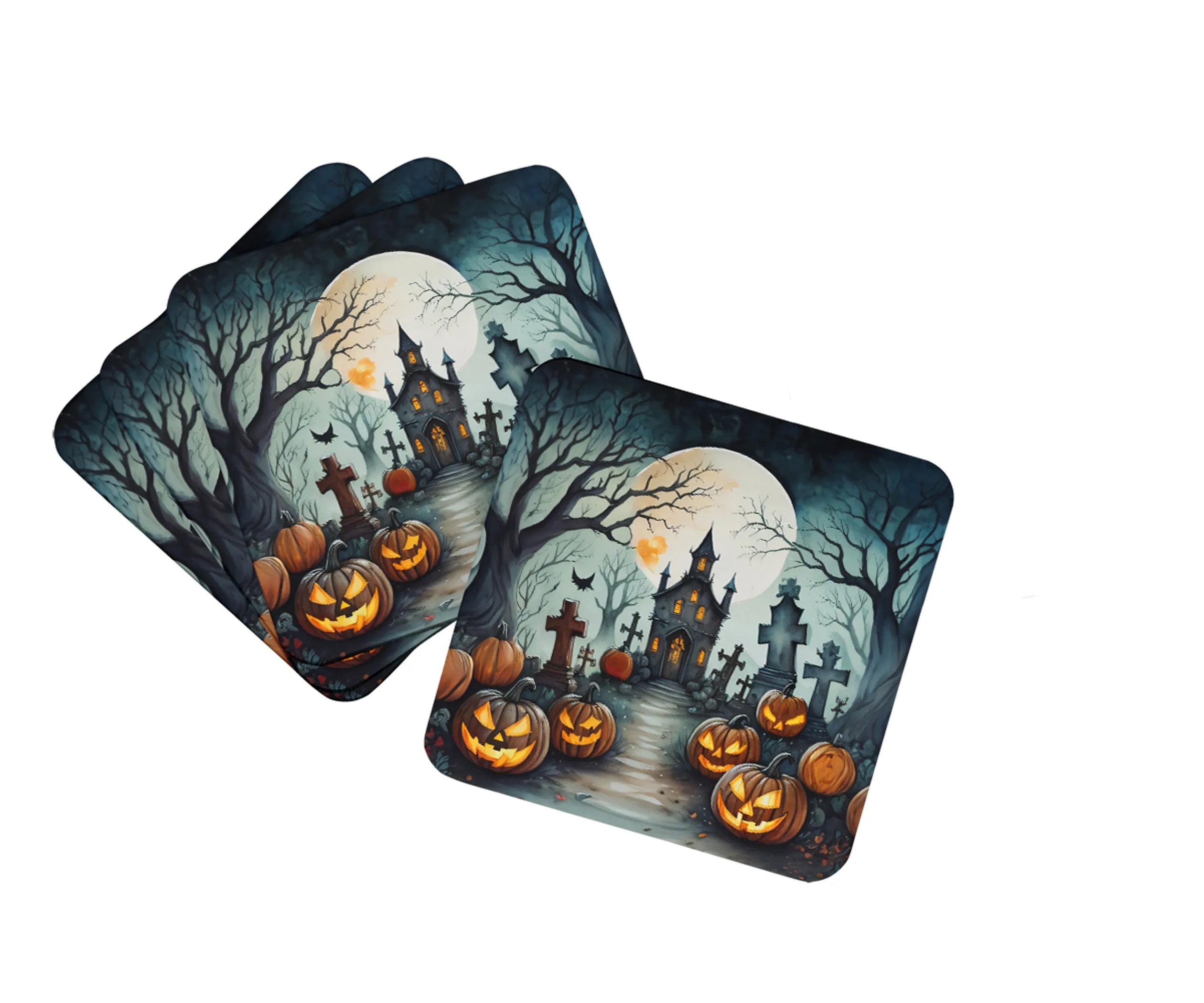 More Spooky Halloween Foam Coasters - Size: 3.5 | Pack Of: 1 | Collection name: More spooky halloween