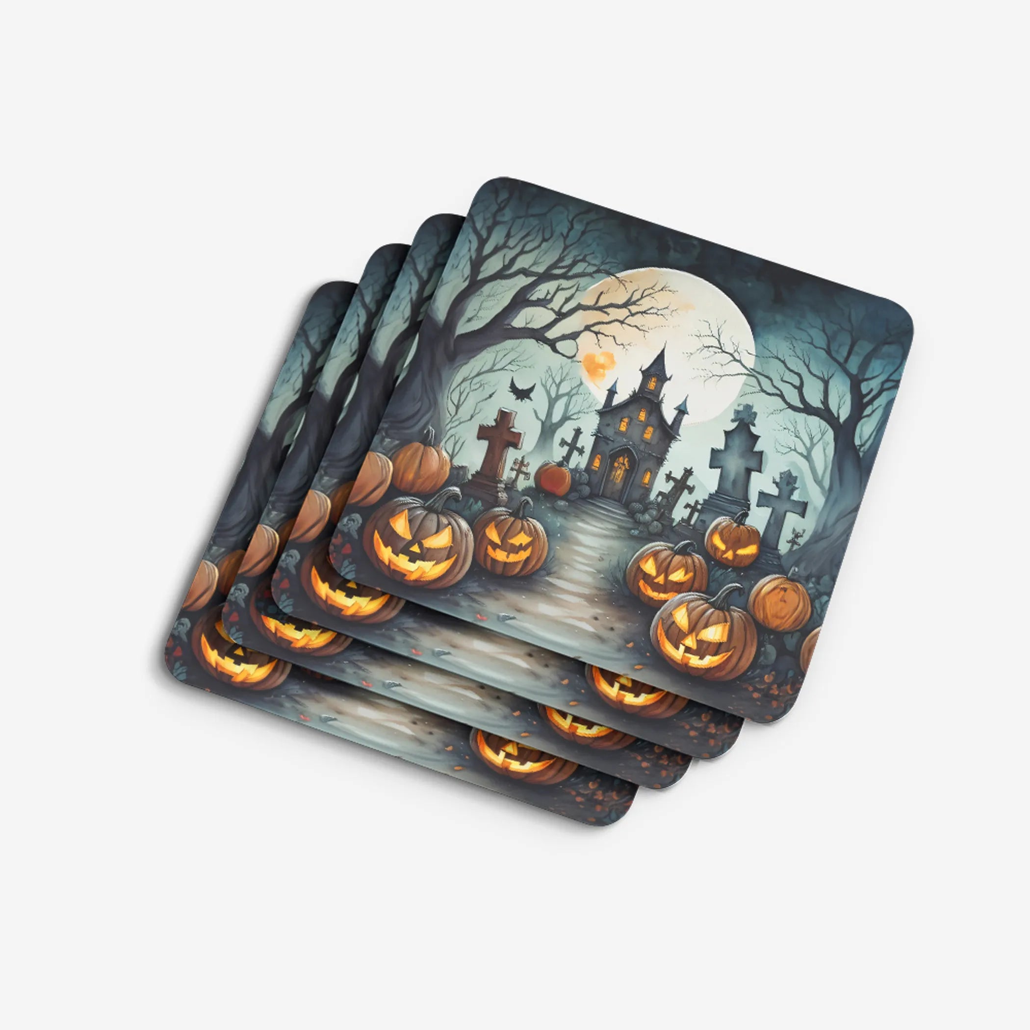 More Spooky Halloween Foam Coasters - Size: 3.5 | Pack Of: 1 | Collection name: More spooky halloween