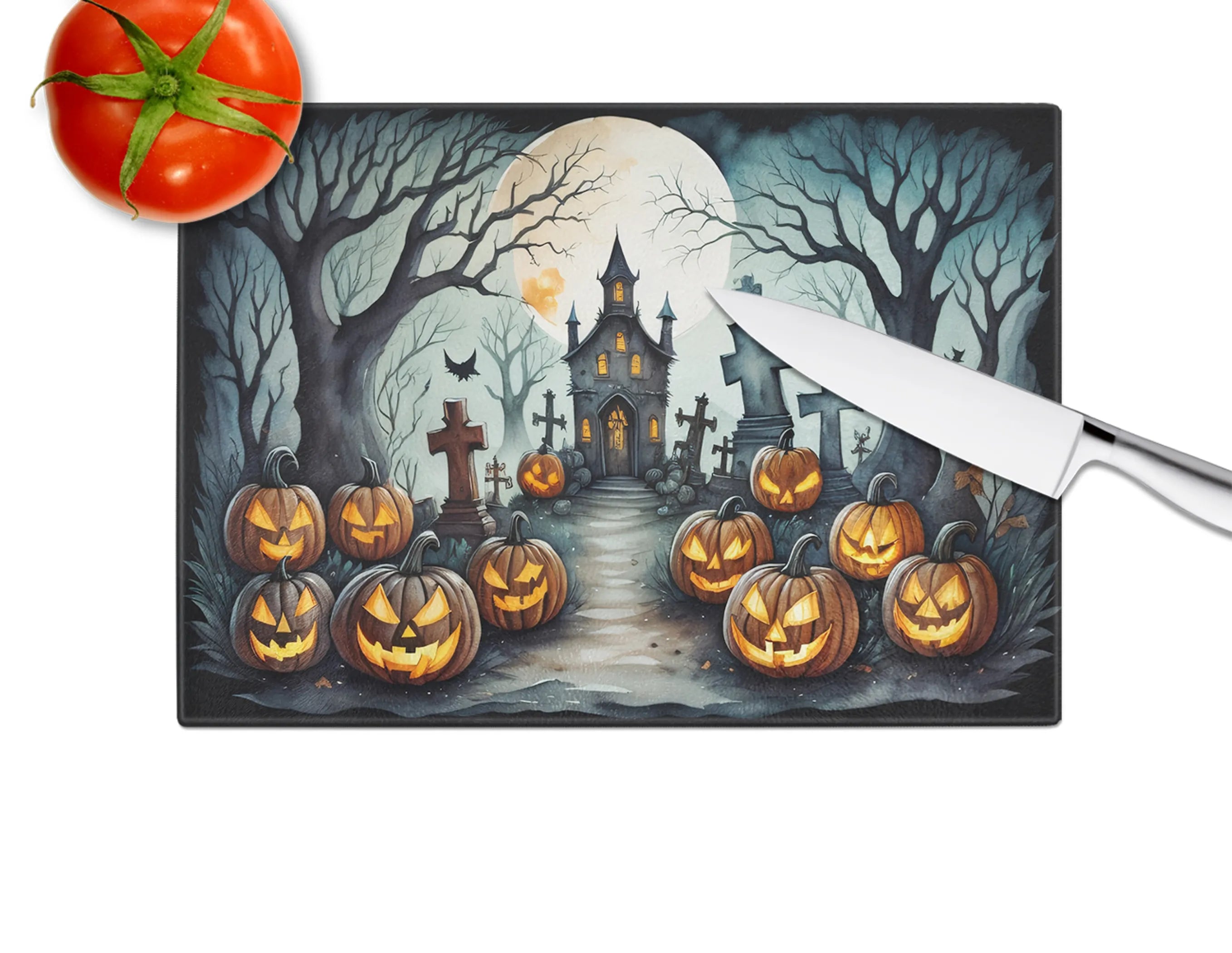 More Spooky Halloween Glass Cutting Board - Size: LARGE | Pack Of: 1 | Collection name: More spooky halloween