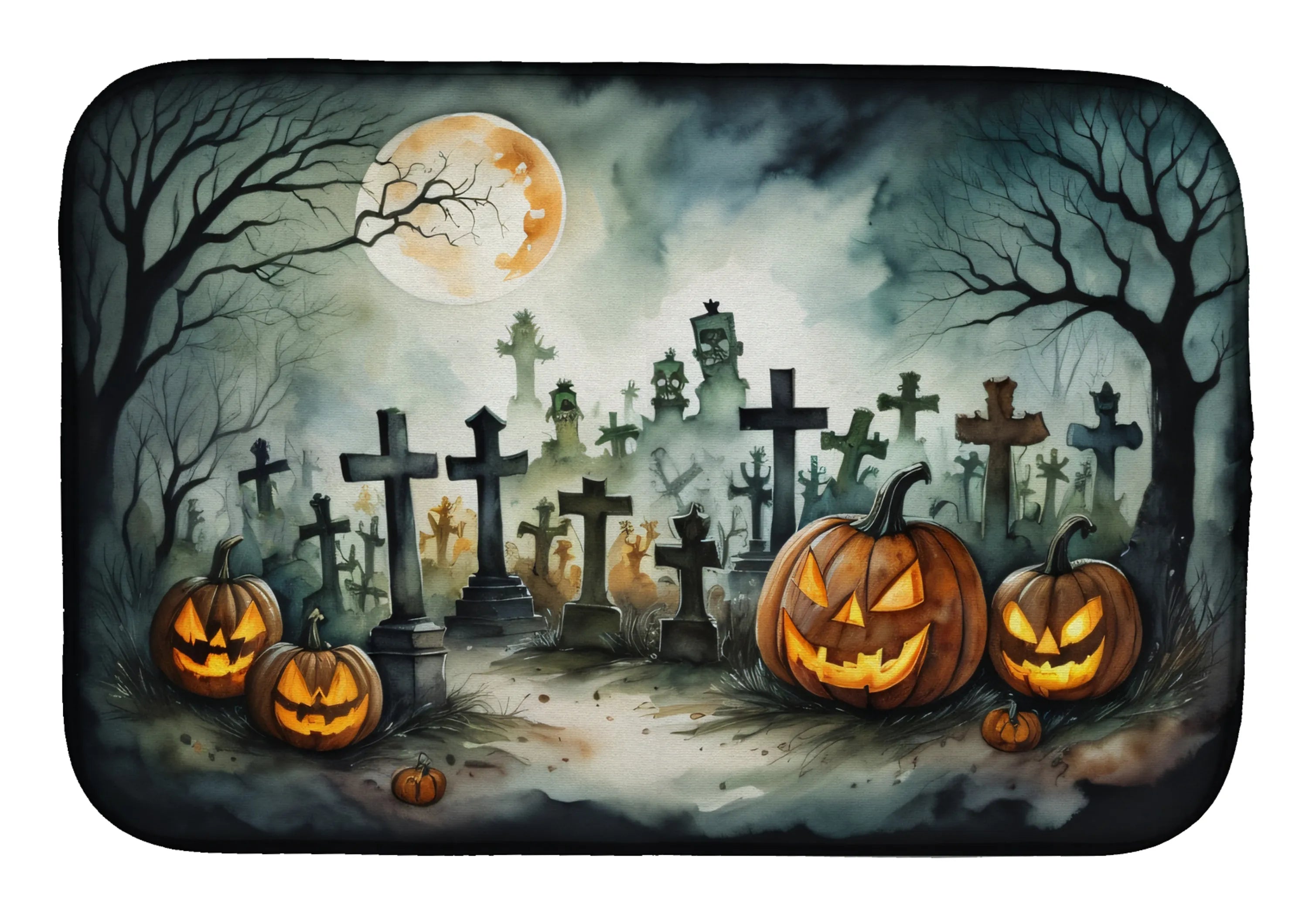 More Spooky Halloween Dish Drying Mat - Size: 14  X 21" | Pack Of: 1 | Collection name: More spooky halloween