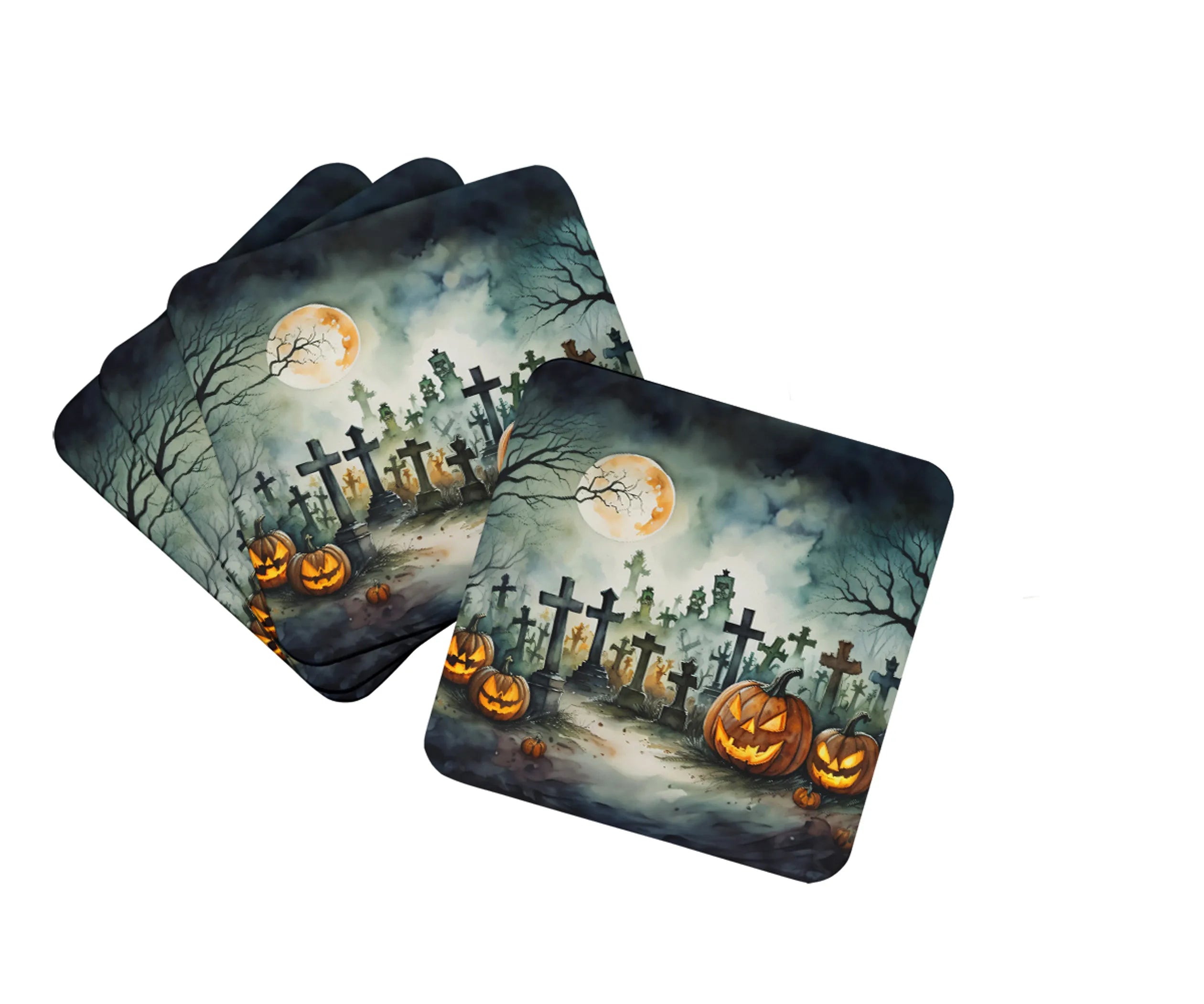 More Spooky Halloween Foam Coasters - Size: 3.5 | Pack Of: 1 | Collection name: More spooky halloween