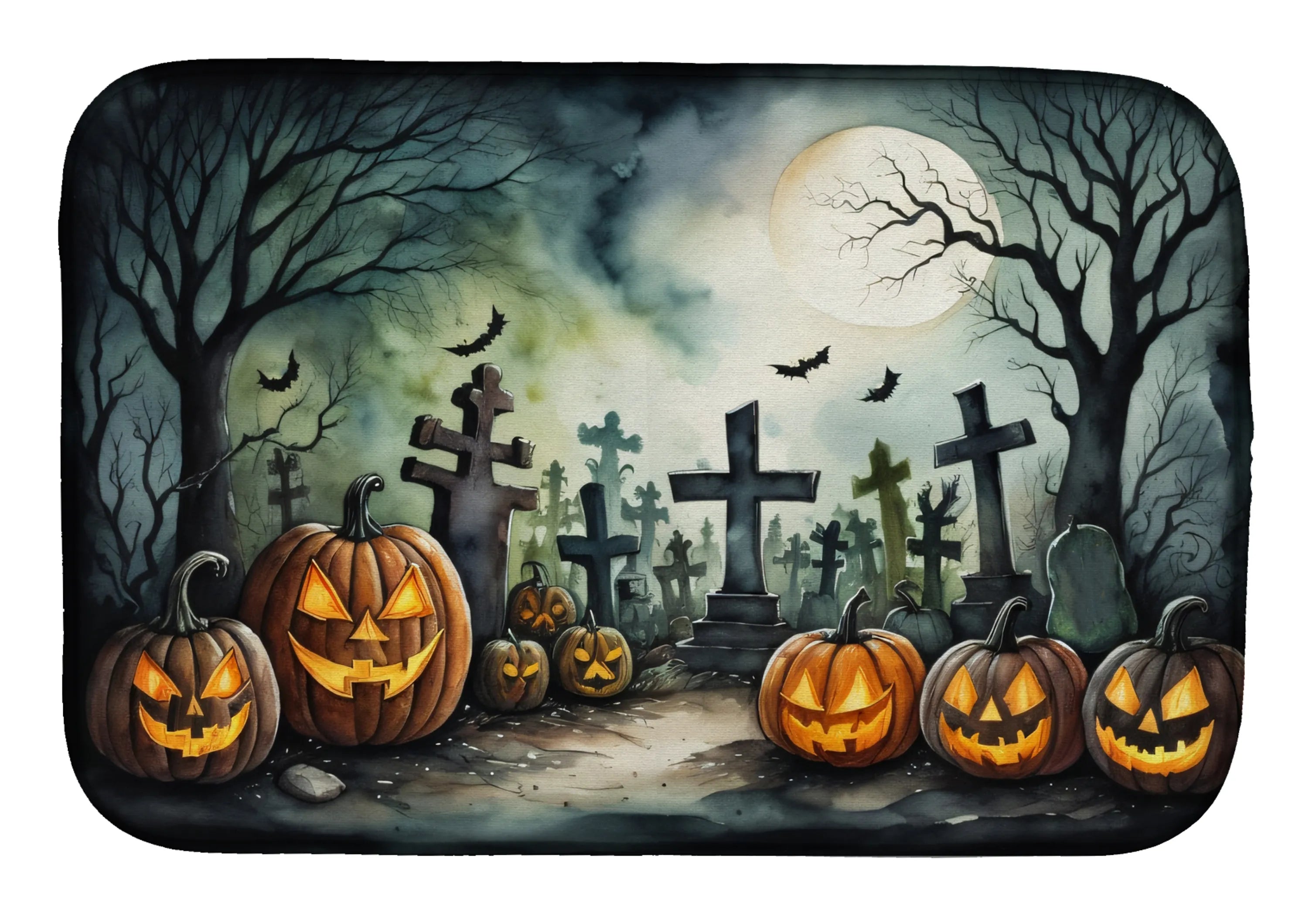 More Spooky Halloween Dish Drying Mat - Size: 14  X 21" | Pack Of: 1 | Collection name: More spooky halloween