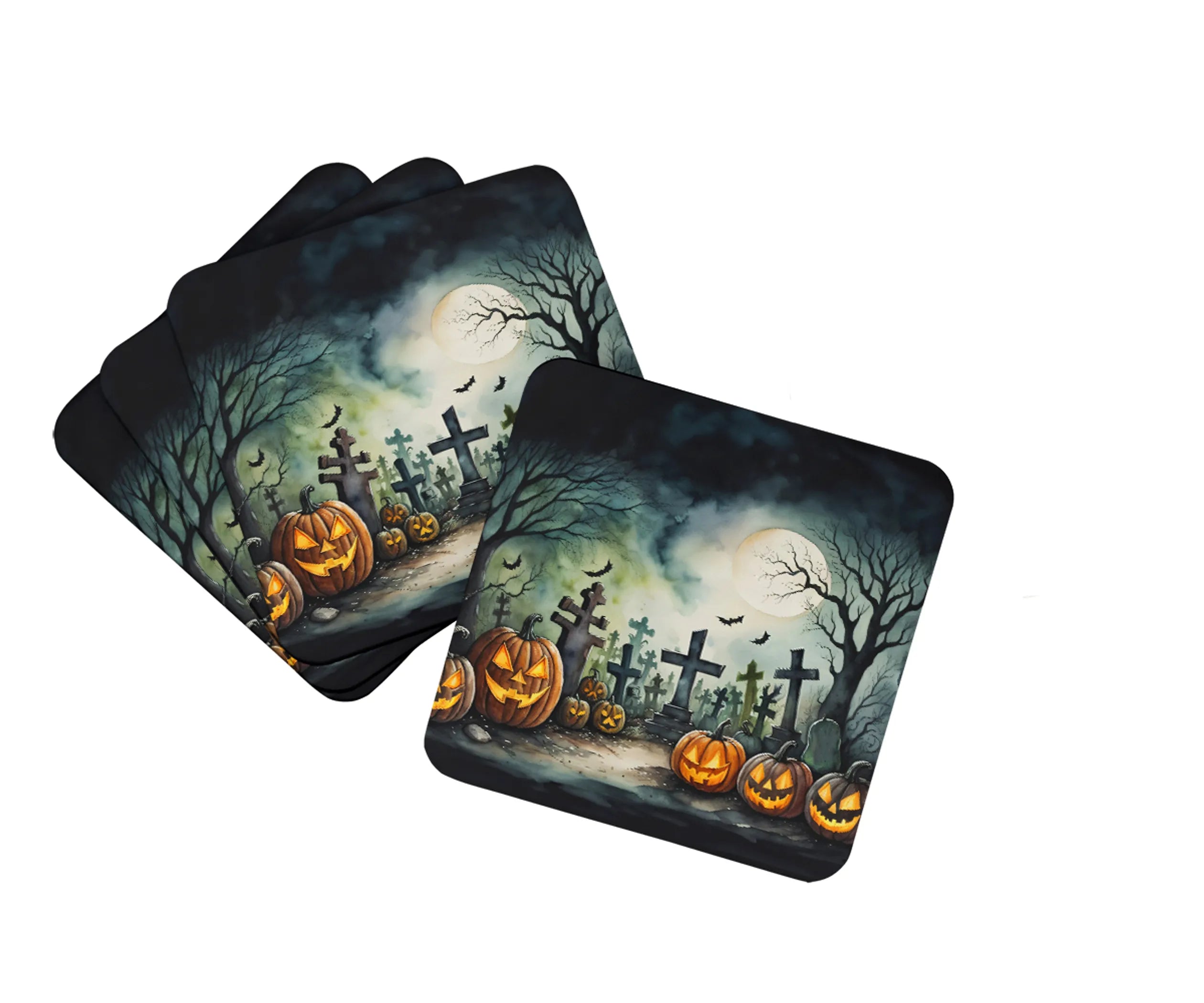 More Spooky Halloween Foam Coasters - Size: 3.5 | Pack Of: 1 | Collection name: More spooky halloween