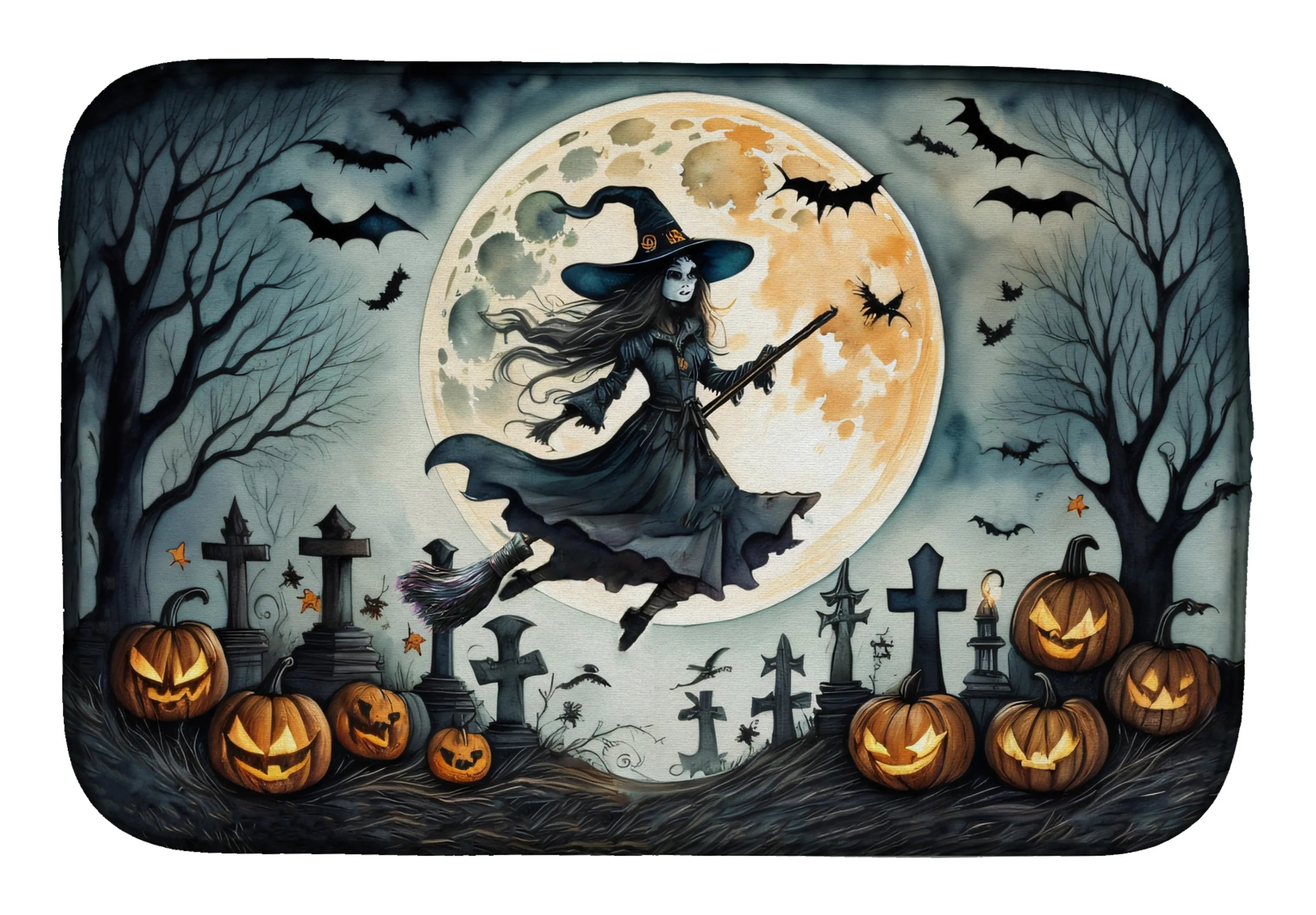 More Spooky Halloween Dish Drying Mat - Size: 14  X 21" | Pack Of: 1 | Collection name: More spooky halloween