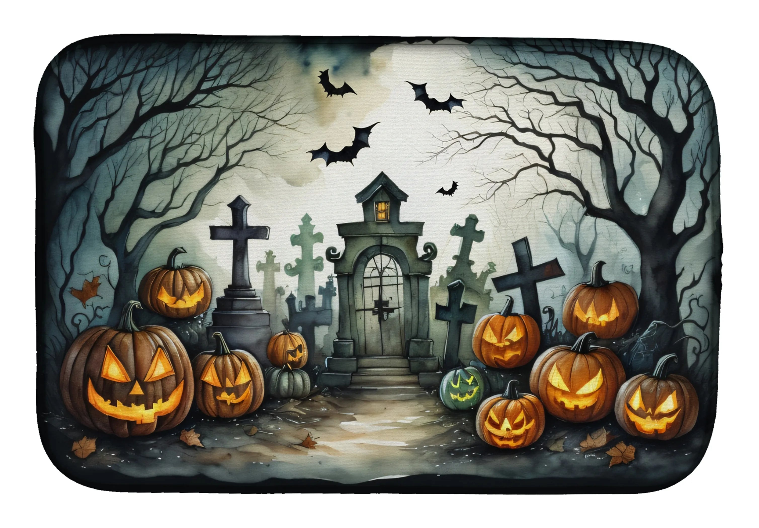 More Spooky Halloween Dish Drying Mat - Size: 14  X 21" | Pack Of: 1 | Collection name: More spooky halloween