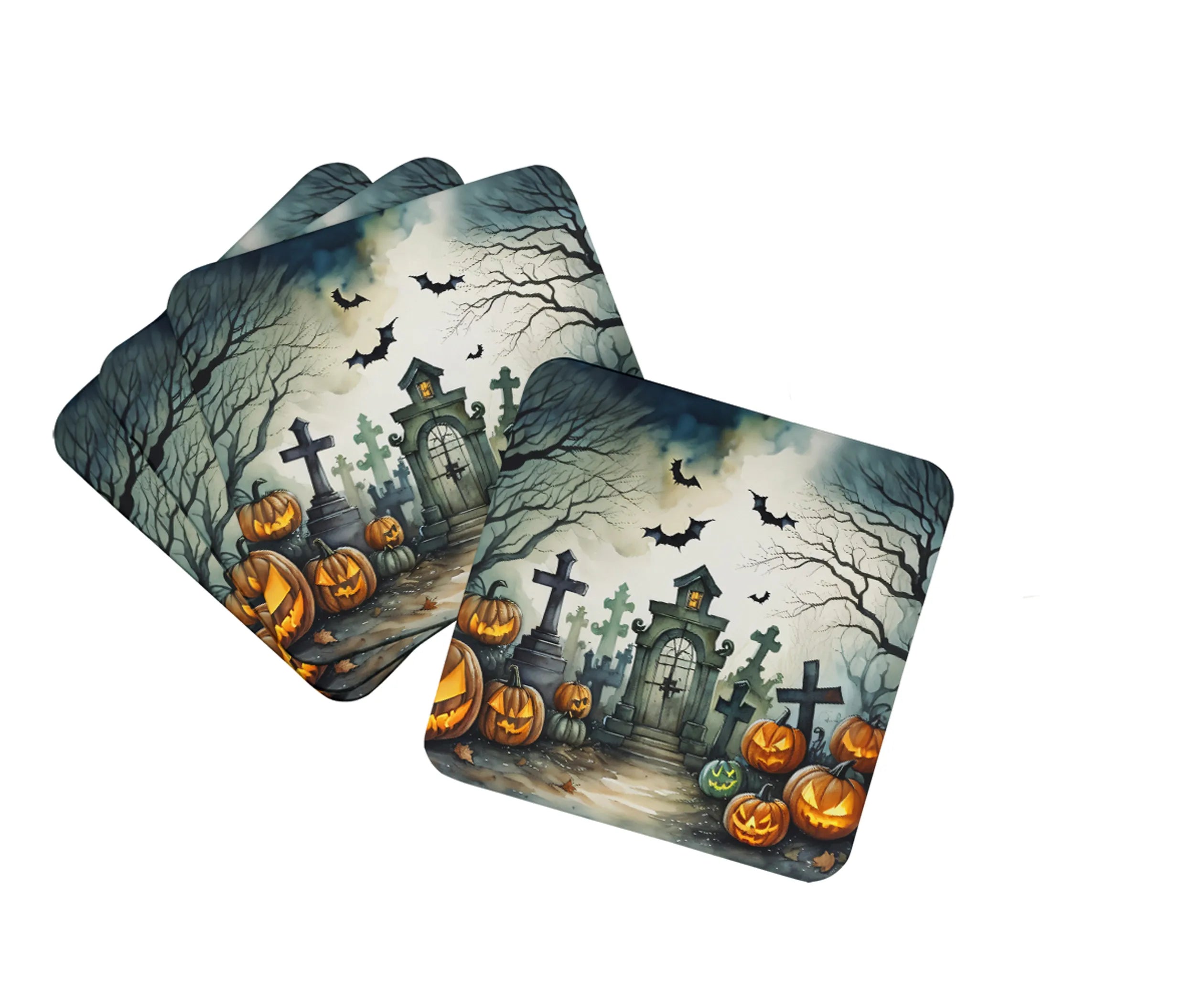 More Spooky Halloween Foam Coasters - Size: 3.5 | Pack Of: 1 | Collection name: More spooky halloween