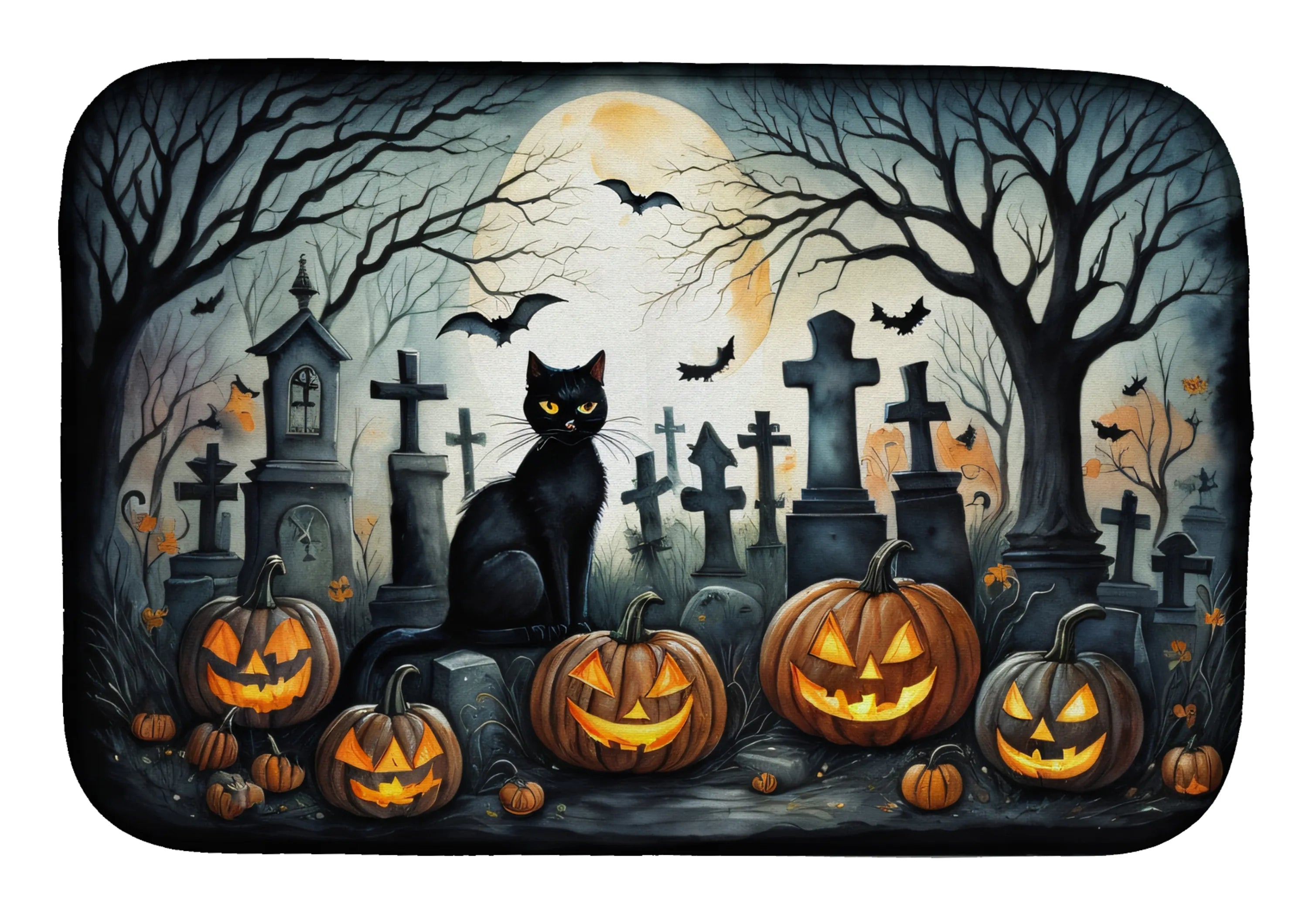 More Spooky Halloween Dish Drying Mat - Size: 14  X 21" | Pack Of: 1 | Collection name: More spooky halloween