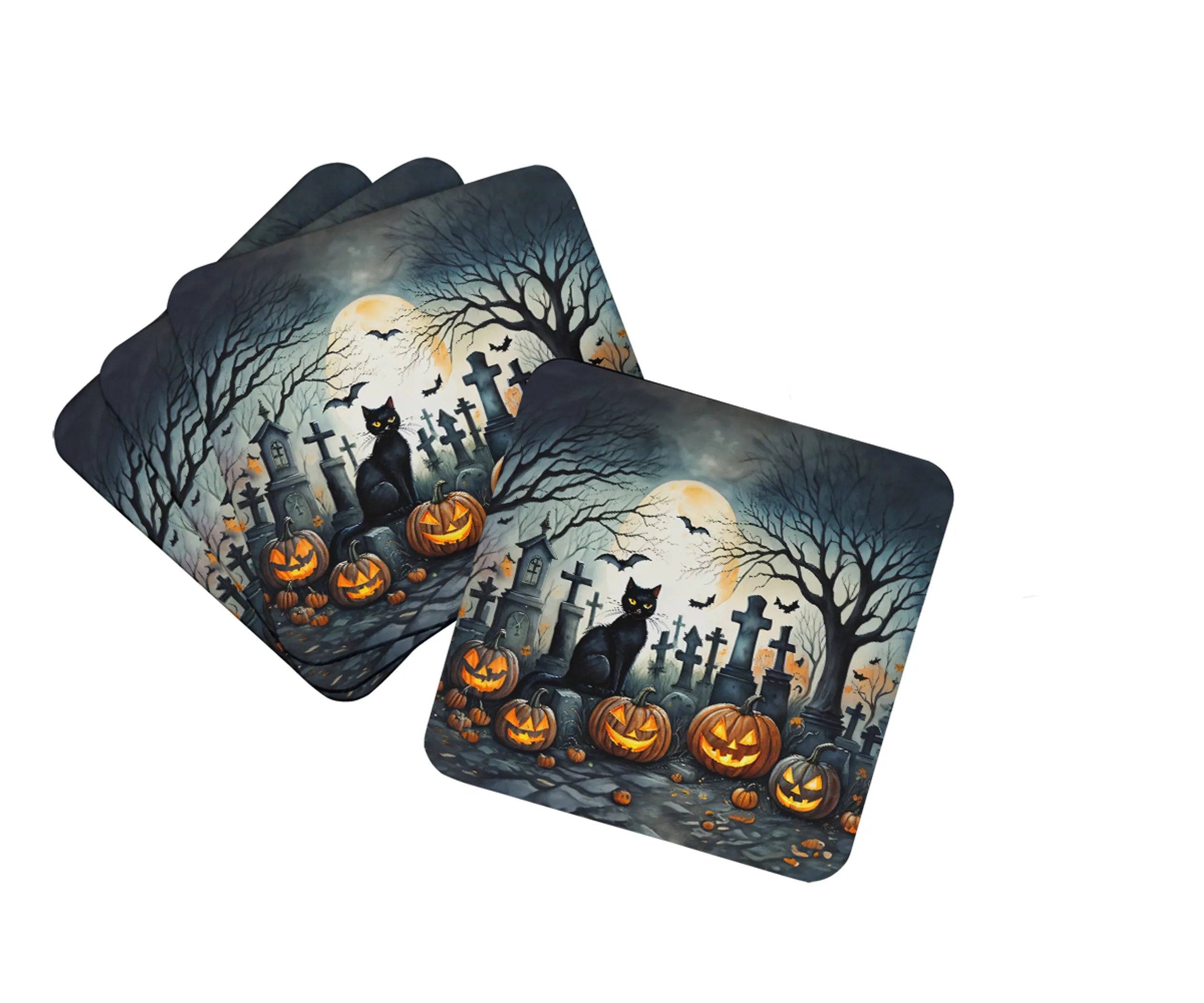 More Spooky Halloween Foam Coasters - Size: 3.5 | Pack Of: 1 | Collection name: More spooky halloween