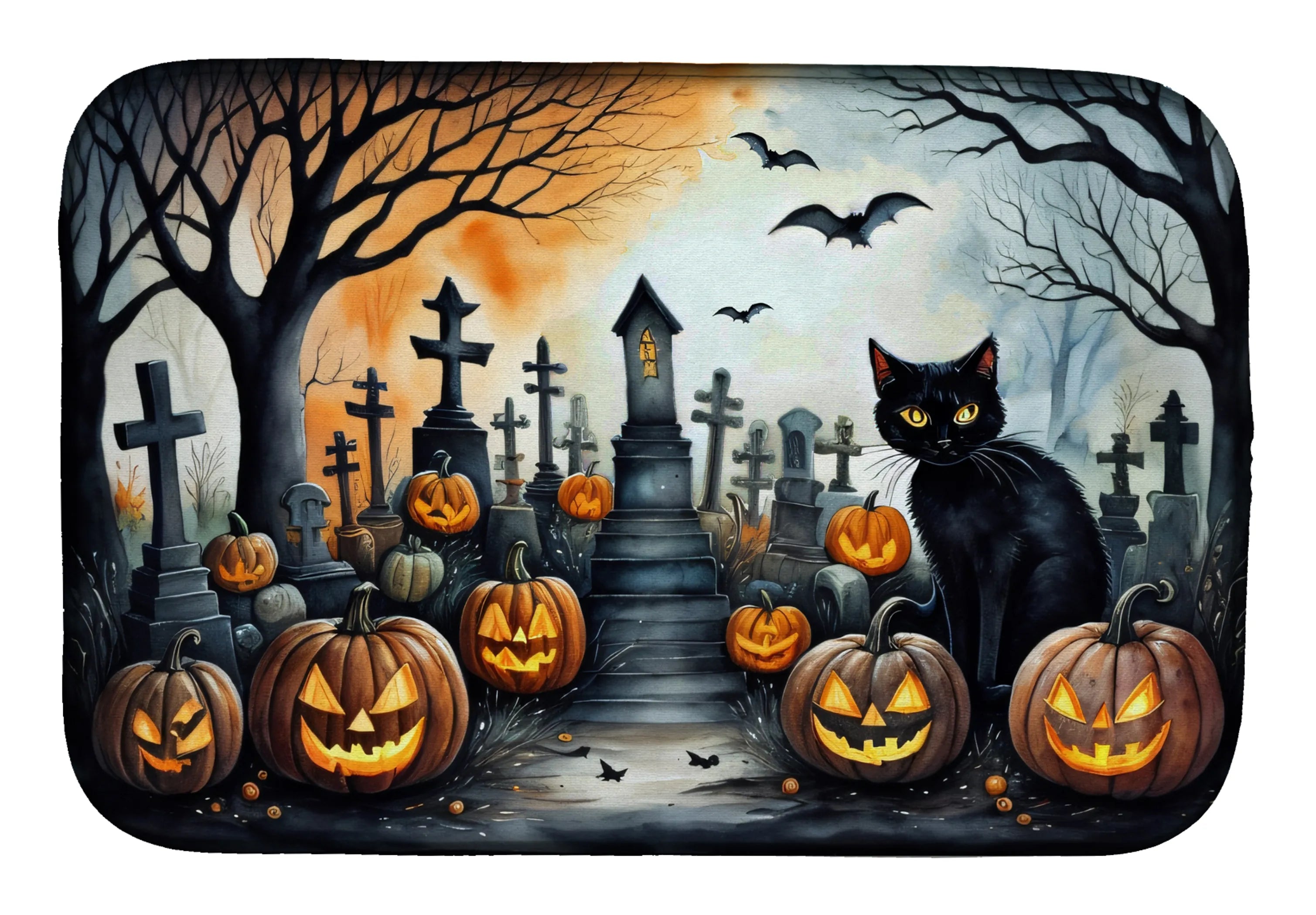 More Spooky Halloween Dish Drying Mat - Size: 14  X 21" | Pack Of: 1 | Collection name: More spooky halloween