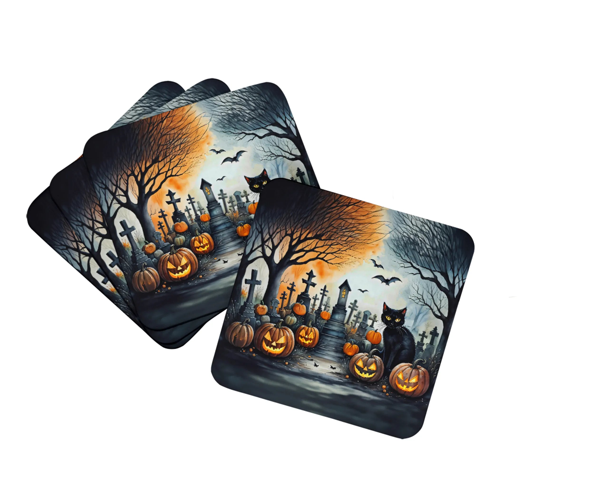 More Spooky Halloween Foam Coasters - Size: 3.5 | Pack Of: 1 | Collection name: More spooky halloween