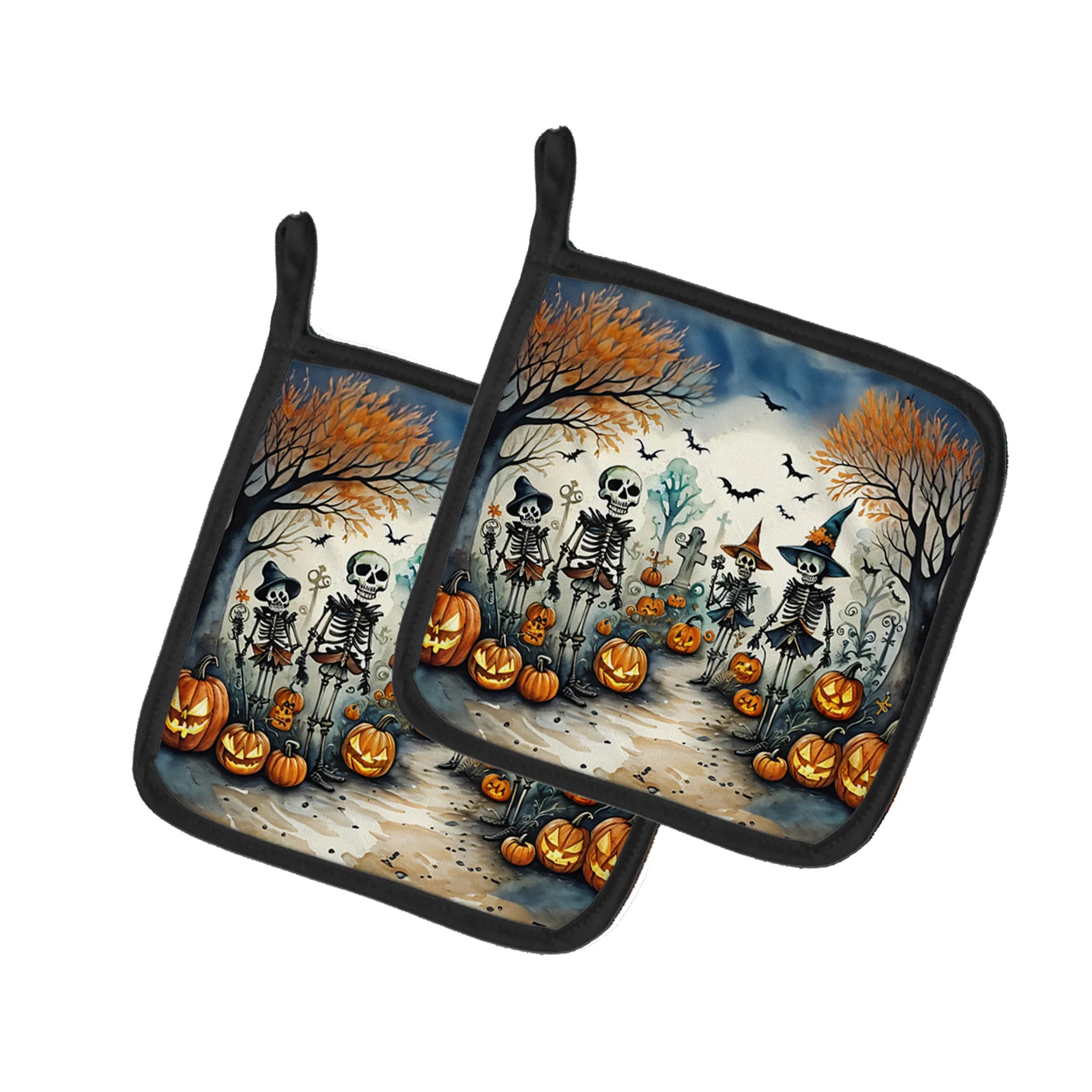 More Spooky Halloween Pair of Pot Holders - Size: 7.5HX7.5W | Pack Of: 1 | Collection name: More spooky halloween