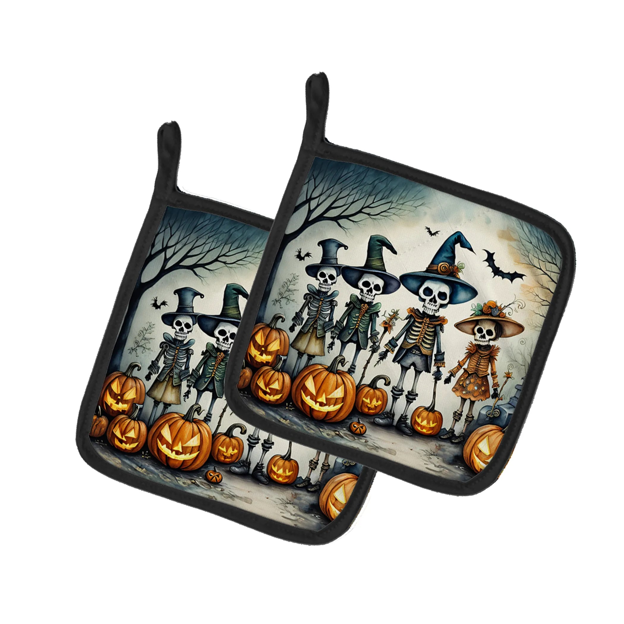 More Spooky Halloween Pair of Pot Holders - Size: 7.5HX7.5W | Pack Of: 1 | Collection name: More spooky halloween