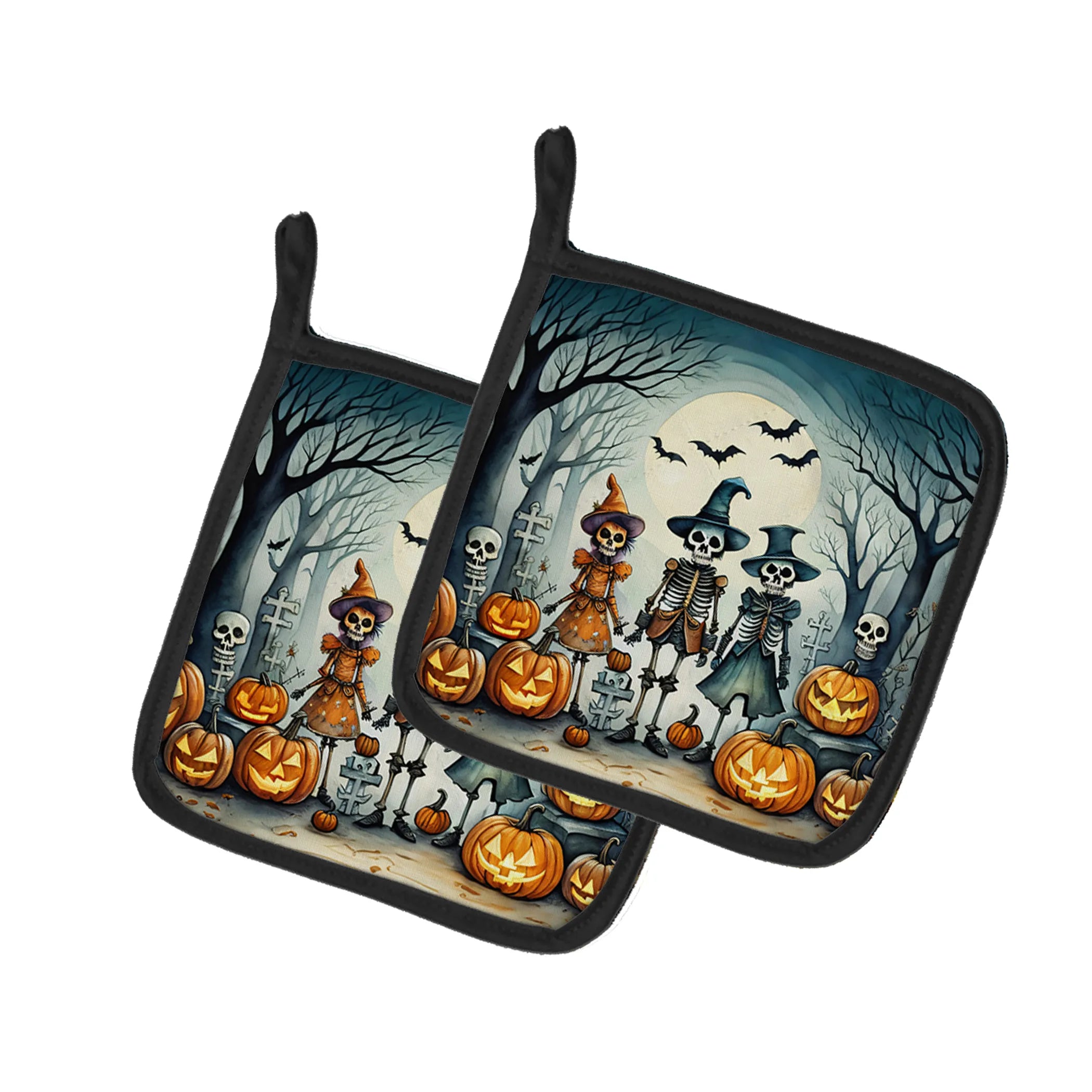 More Spooky Halloween Pair of Pot Holders - Size: 7.5HX7.5W | Pack Of: 1 | Collection name: More spooky halloween