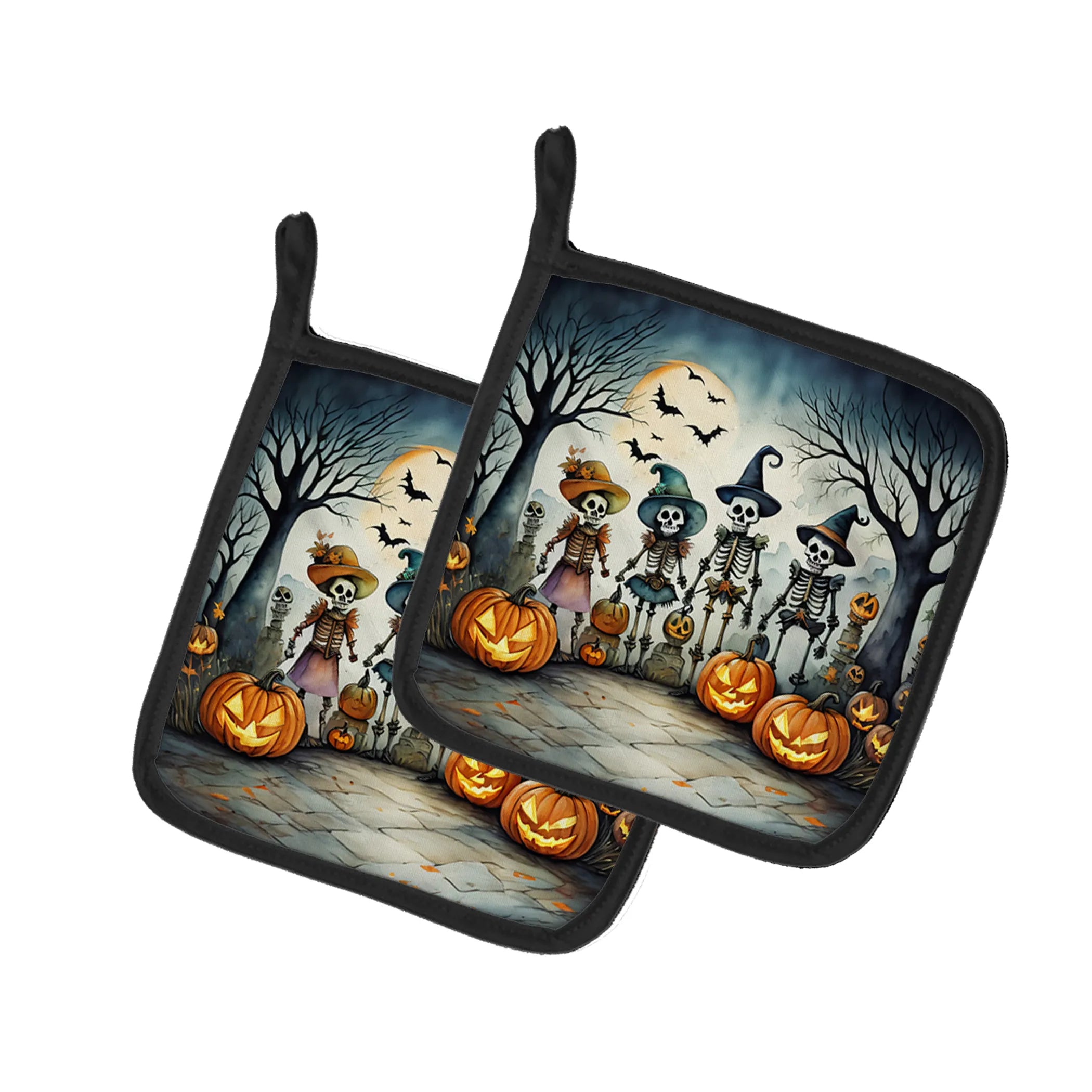 More Spooky Halloween Pair of Pot Holders - Size: 7.5HX7.5W | Pack Of: 1 | Collection name: More spooky halloween