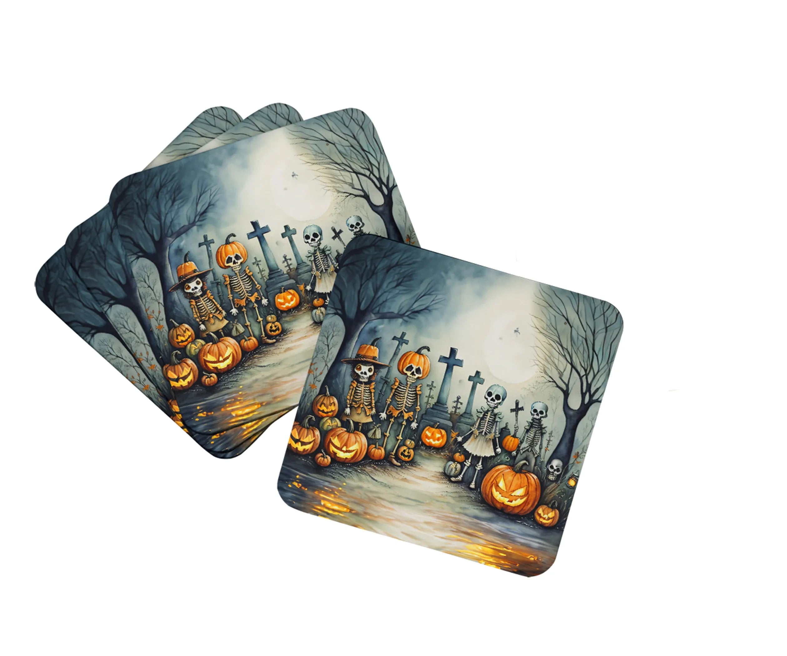 More Spooky Halloween Foam Coasters - Size: 3.5 | Pack Of: 1 | Collection name: More spooky halloween