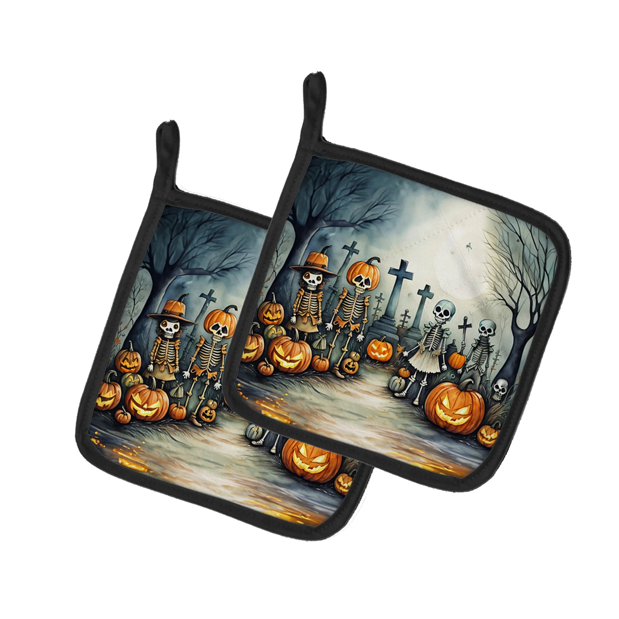 More Spooky Halloween Pair of Pot Holders - Size: 7.5HX7.5W | Pack Of: 1 | Collection name: More spooky halloween